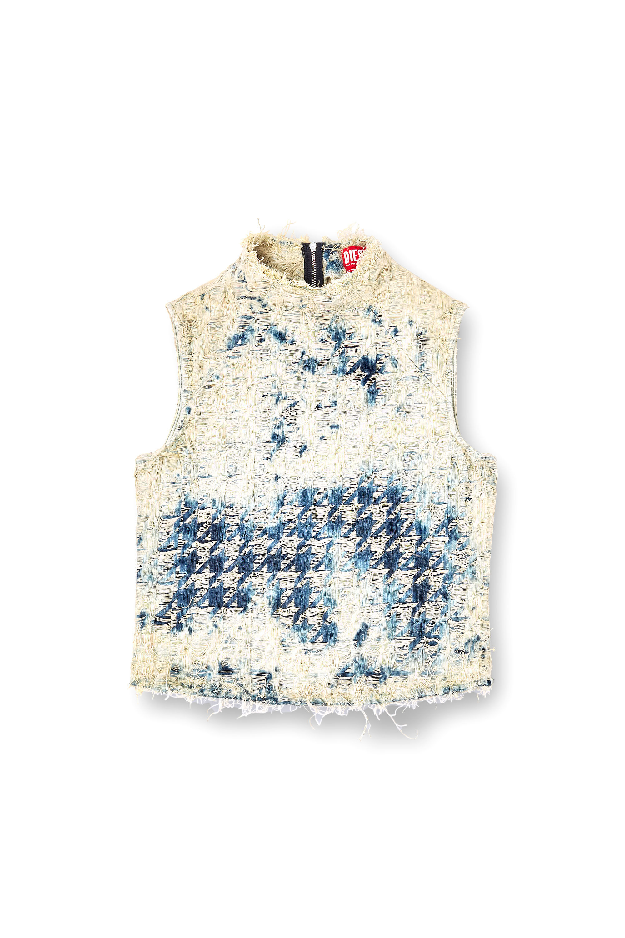 Diesel - DE-TAPI-FSH2, Haut sans manches en denim tissé pied-de-poule Femme in Bleu - 2