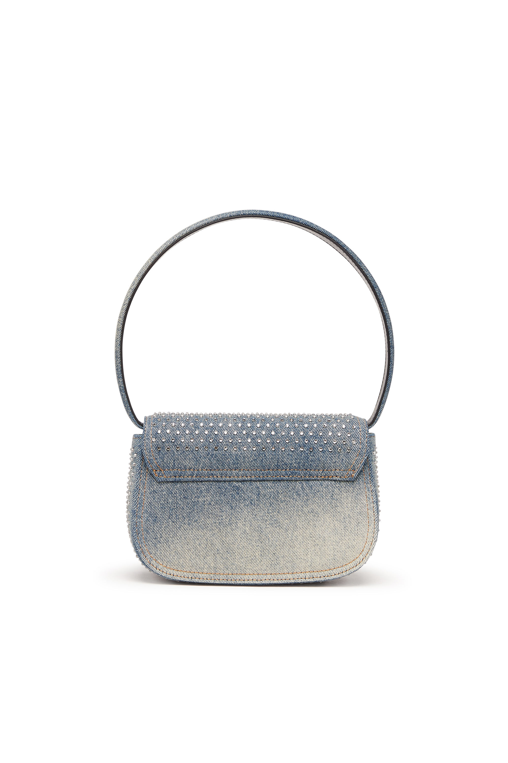 Women's 1DR - Iconic shoulder bag in denim and crystals | Blue