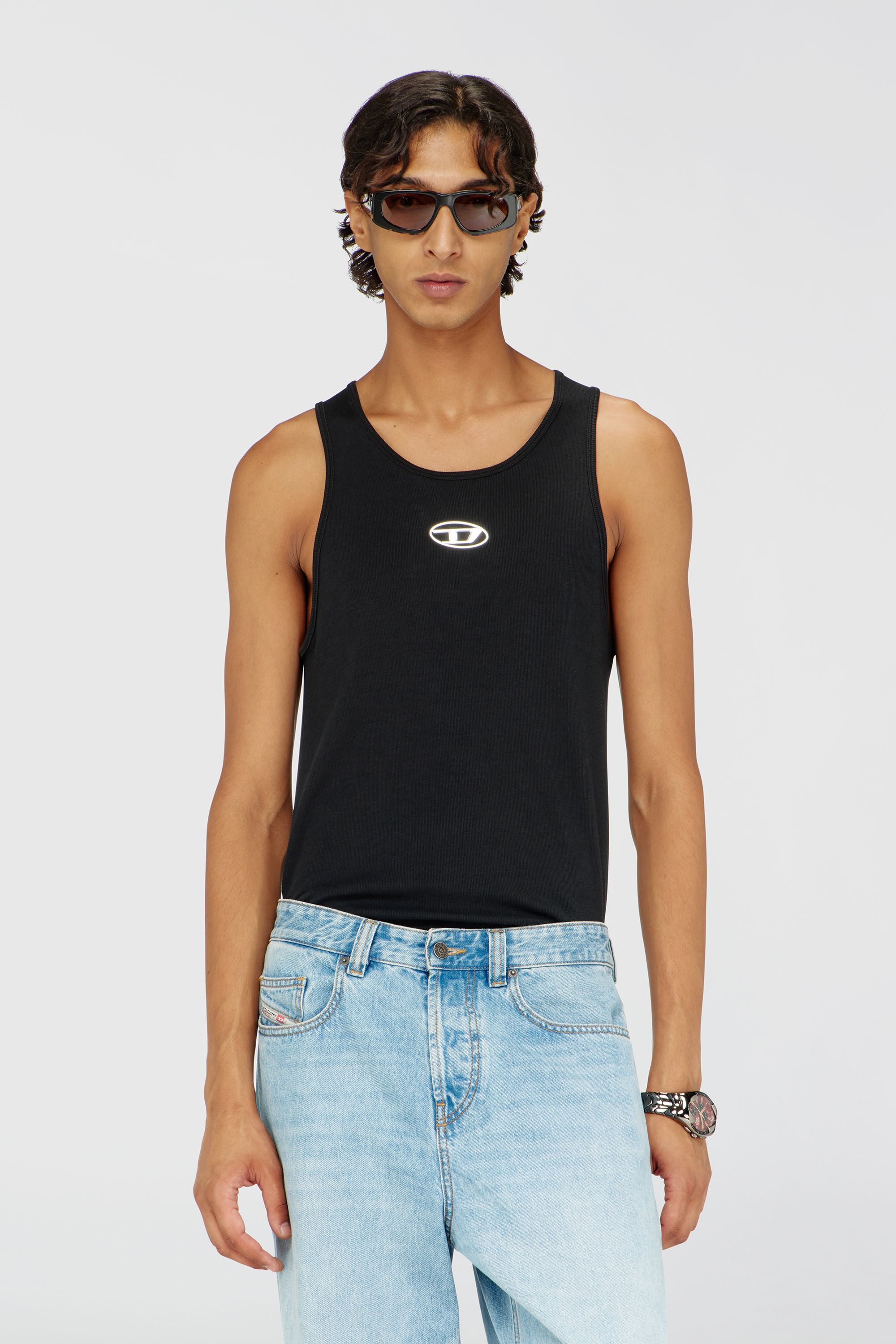 Diesel - T-LIFTY-IOD, Camiseta de tirantes de algod&oacute;n con logo Hombre in Negro - 3