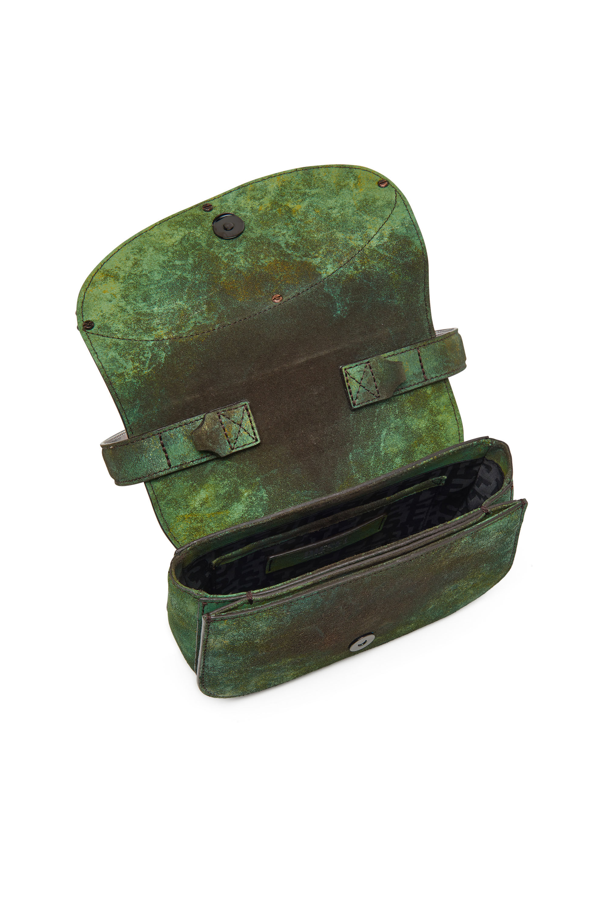 Diesel - 1DR, Female's 1DR-Iconic shoulder bag in oxidised leather in Dark Green - 2