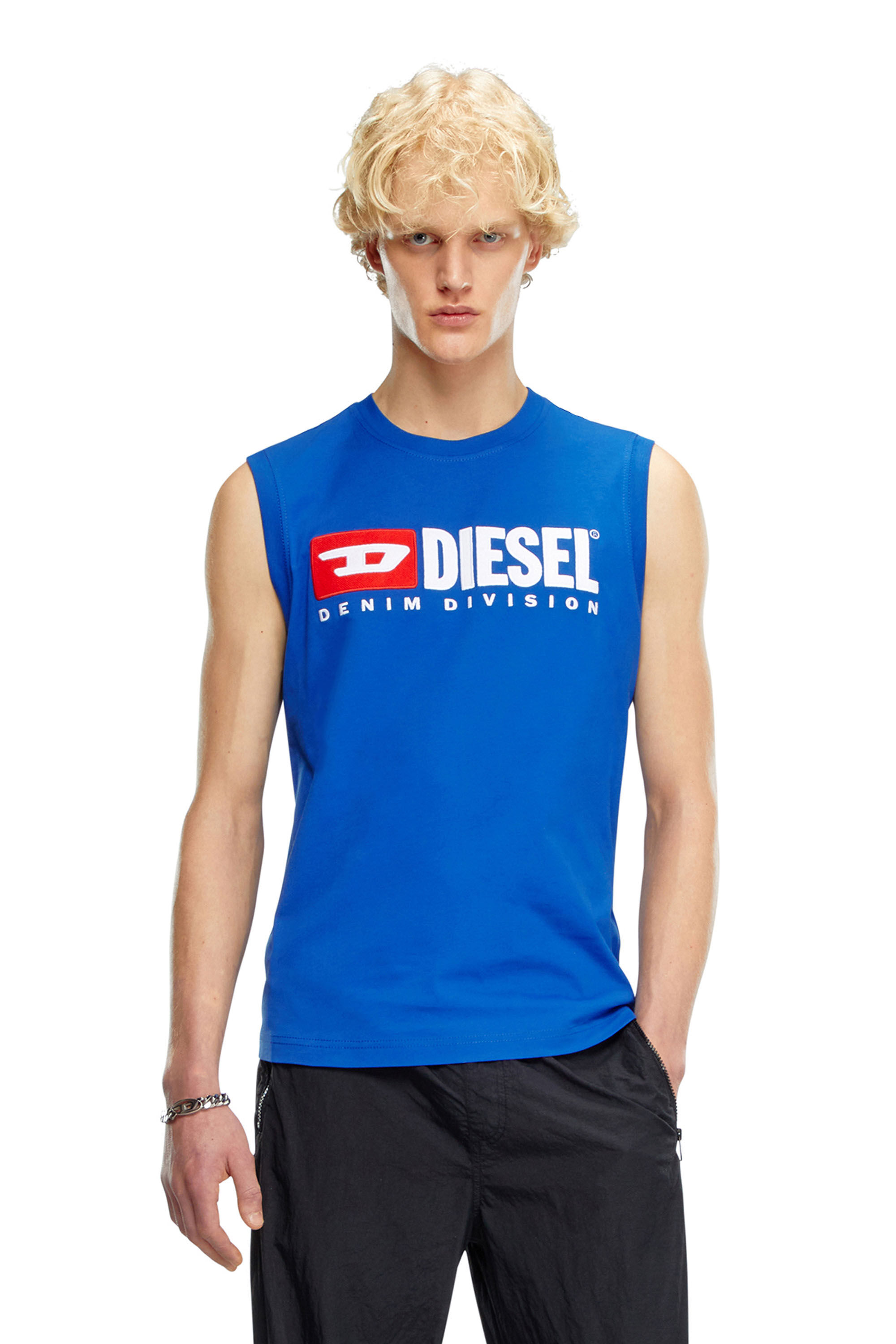 Diesel - T-ISCO-DIV, Débardeur avec logo imprimé sur le devant Homme in Bleu - 3