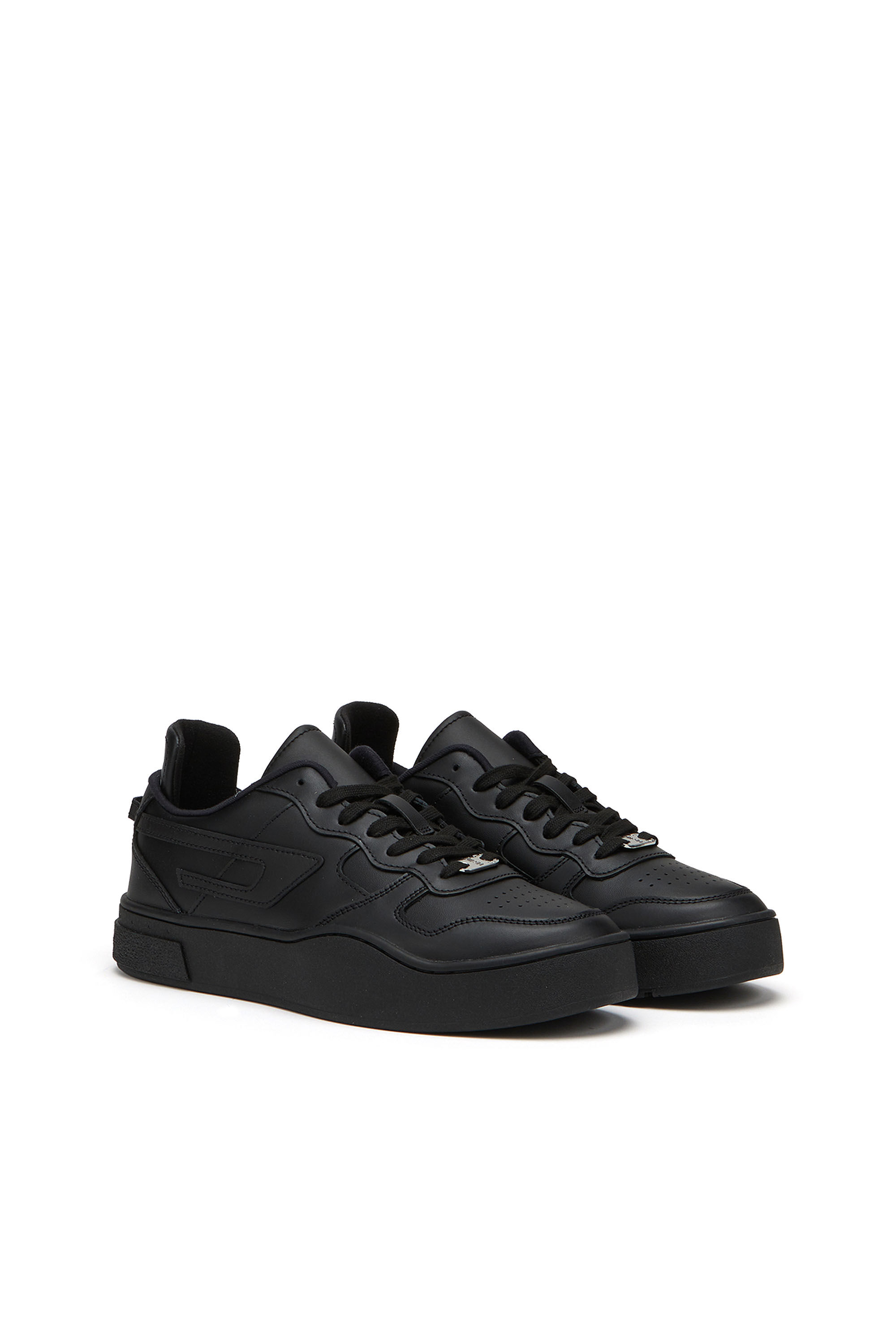 Diesel - S-UKIYO LOW, Male's Leather low-top sneakers with D logo in Black - 2