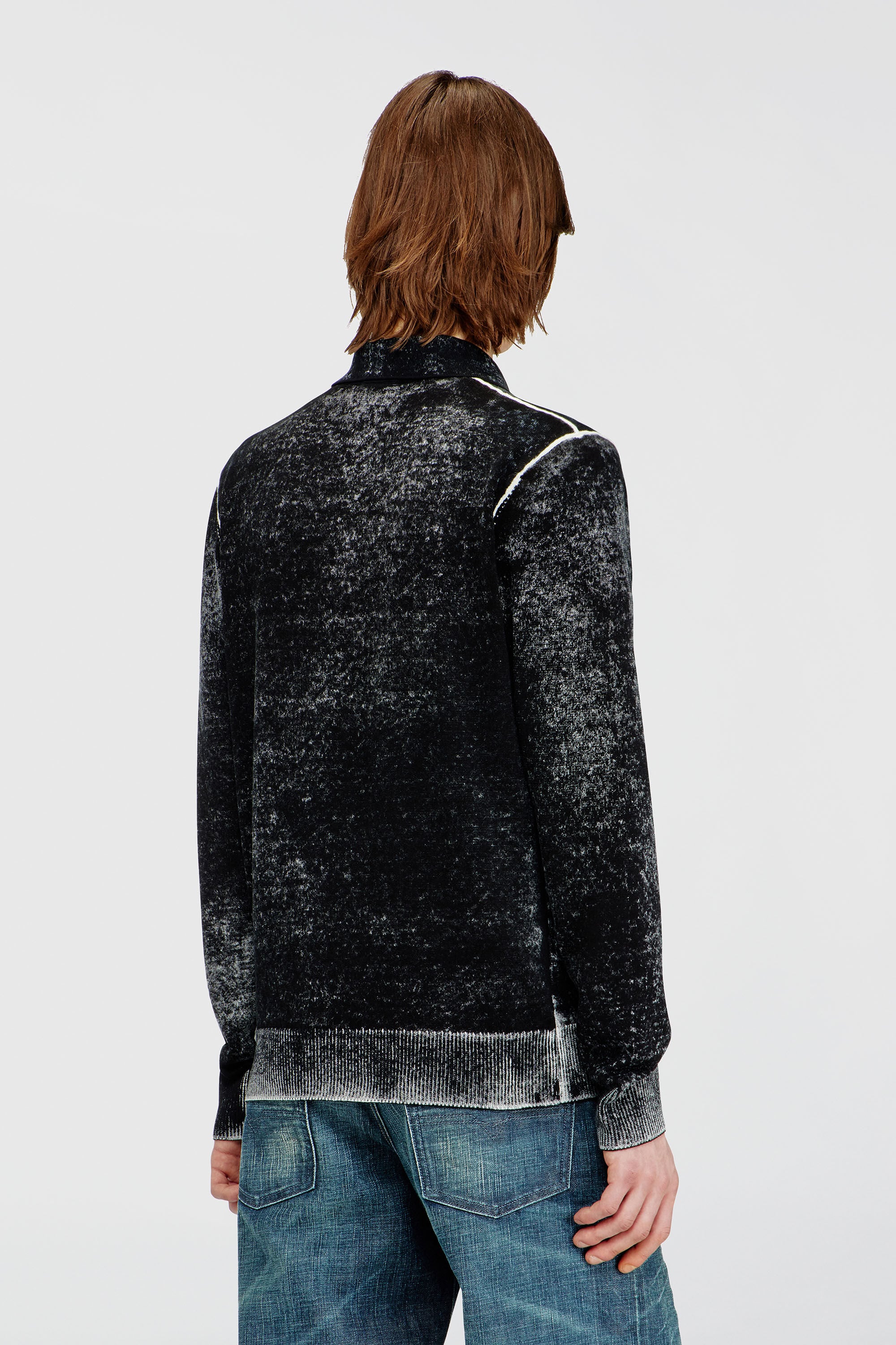 Diesel - K-LAWRENCE, Man's Polo jumper with faded reverse print in Grey/Black - 4