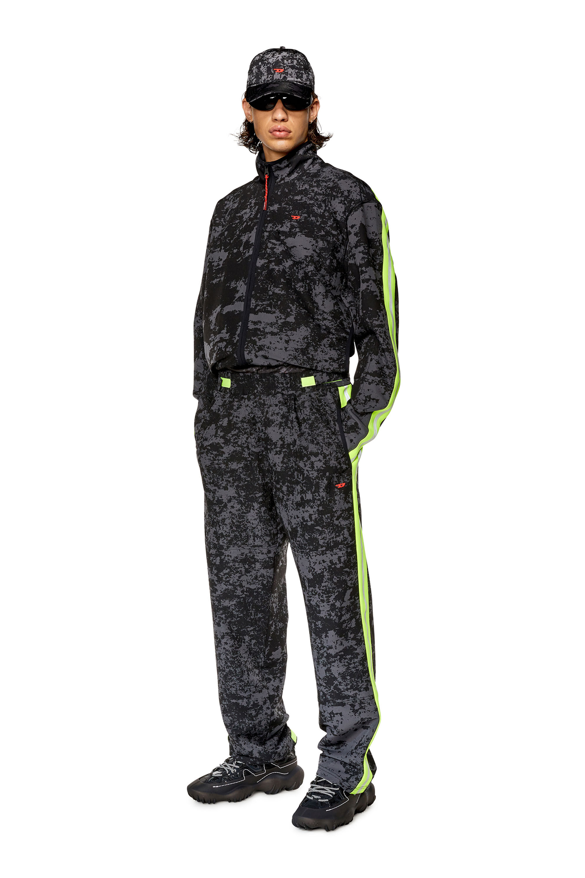 Men's Woven track jacket with cloudy print | Multicolor | Diesel