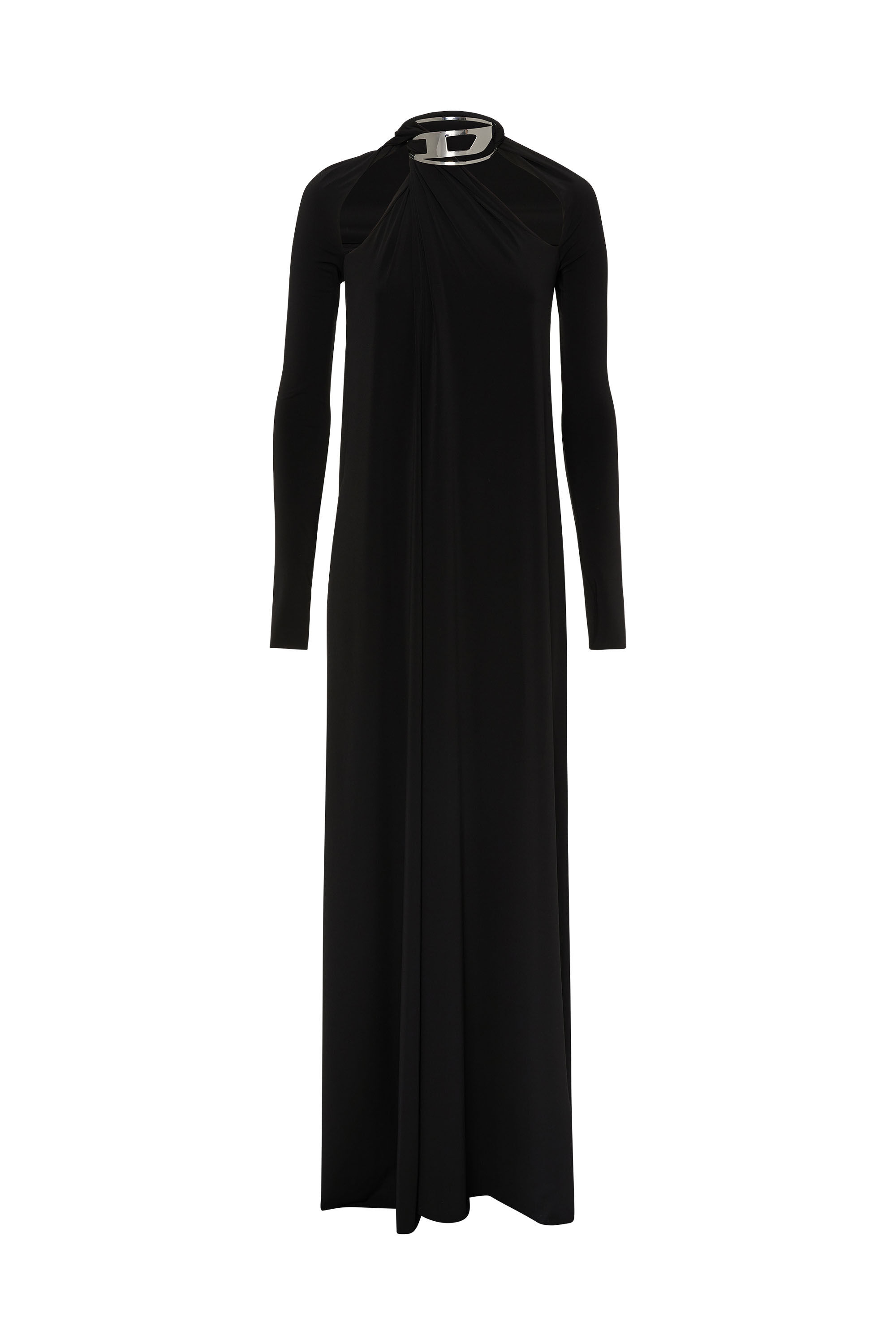 Diesel - D-LAVIE-KAF, Female's Cut-out halterneck gown with logo choker in Black - 2