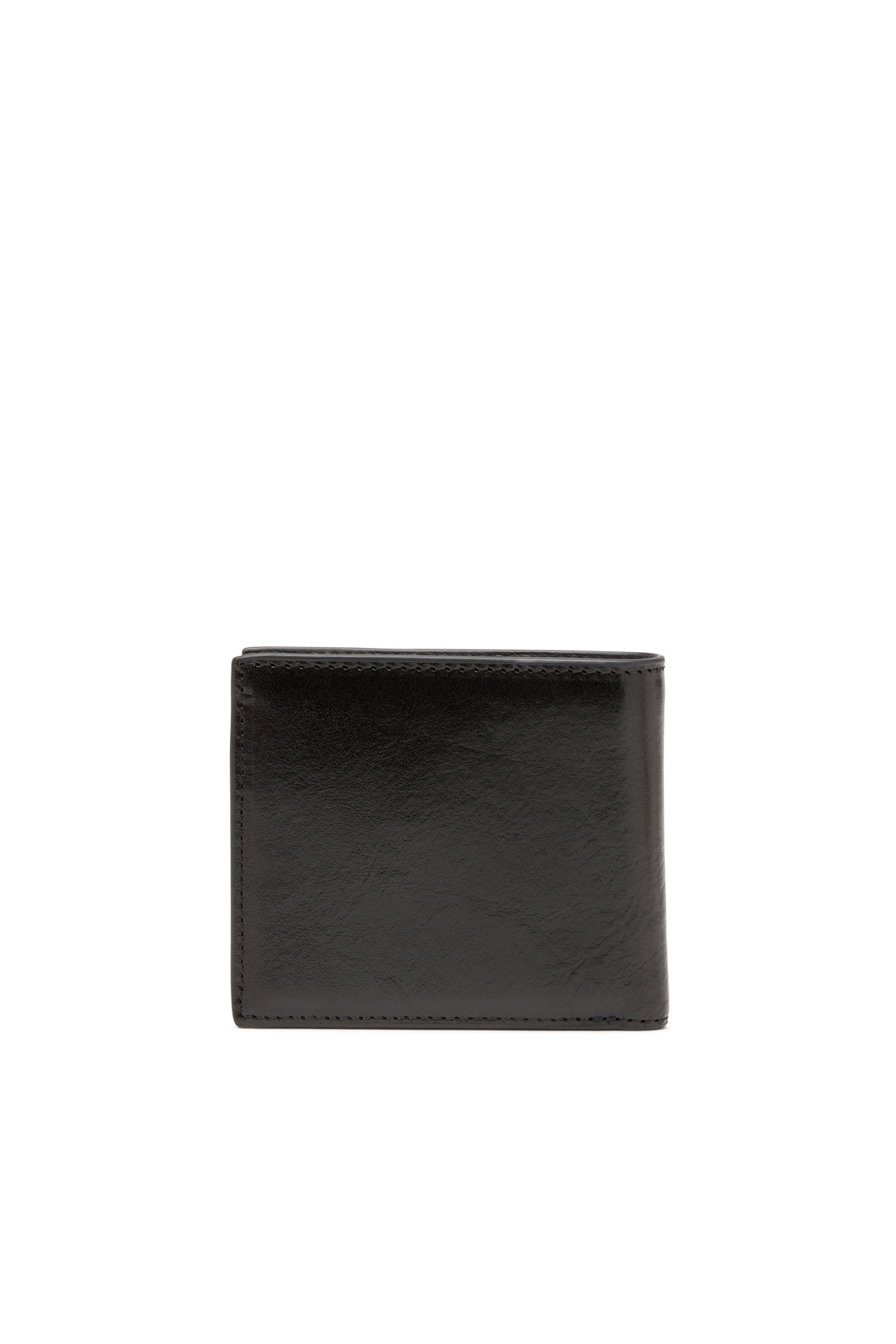 Diesel - RAVE BI-FOLD COIN S, Portefeuille à deux volets en cuir avec plaque D rouge Homme in Noir - 2