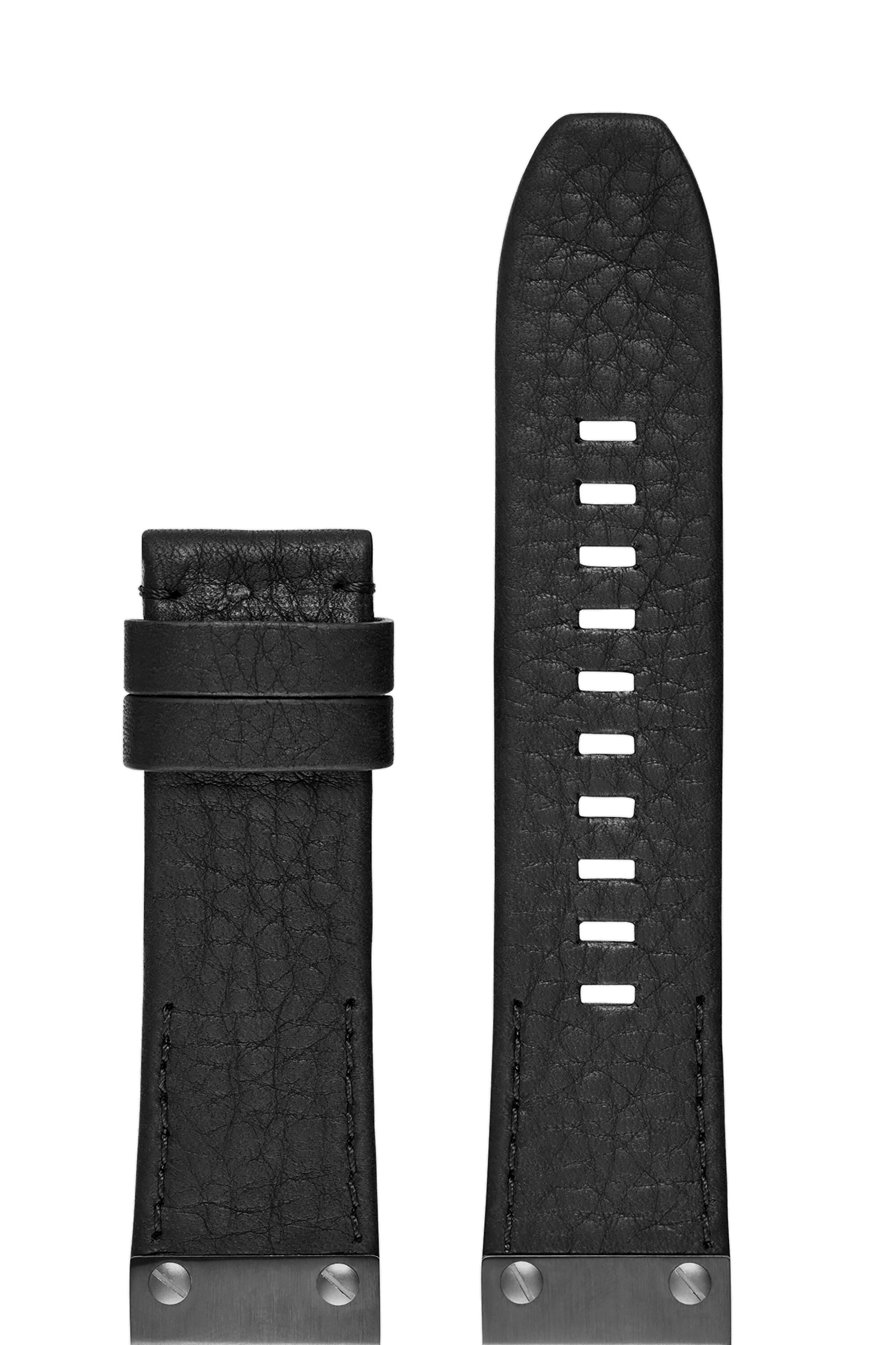 Diesel - DZT0006, Male's Two-piece leather and gunmetal ip strap in Black - 1