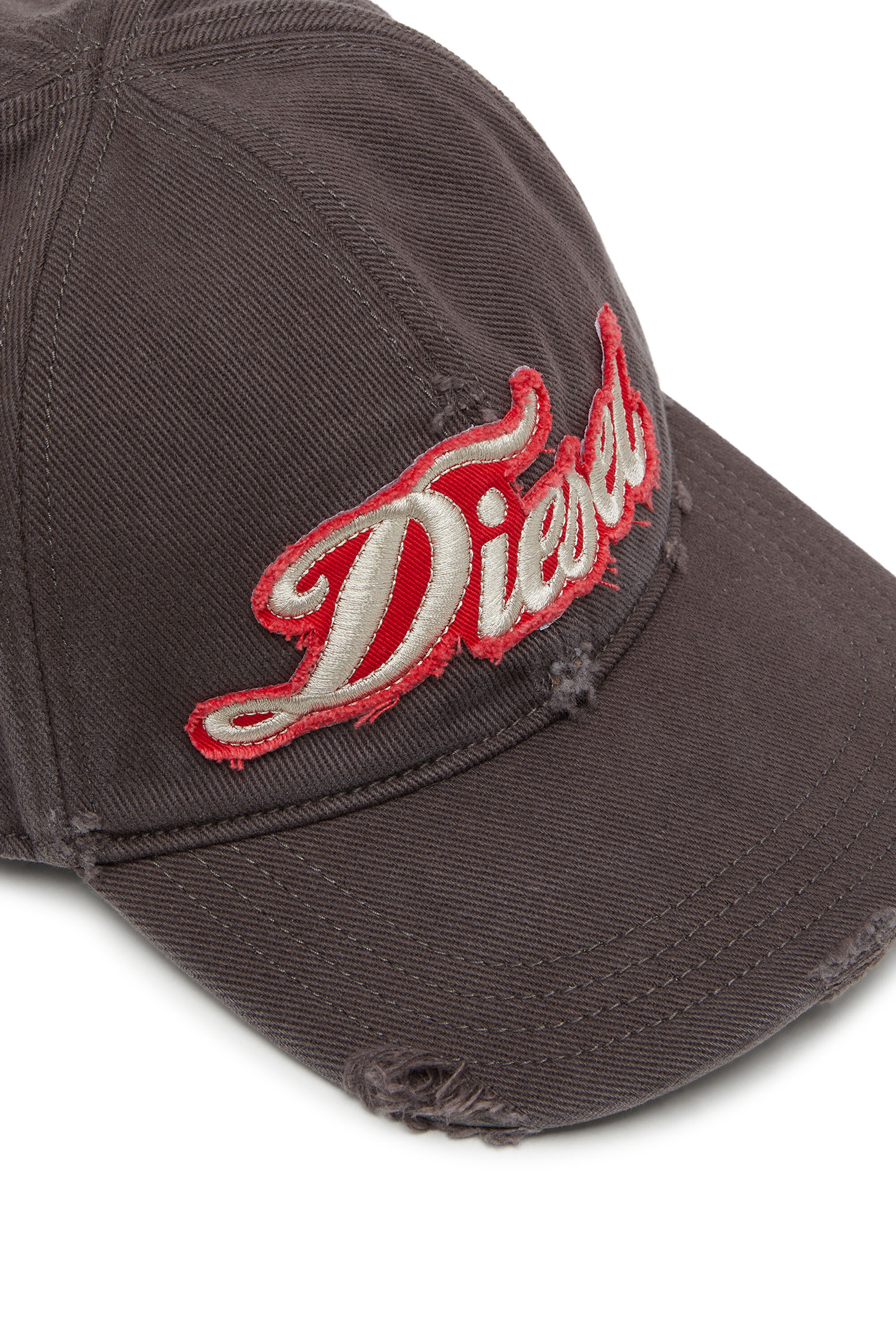 Diesel - C-URSIV, Gorra de b&eacute;isbol desgastada con parche bordado Hombre in Gris - 3
