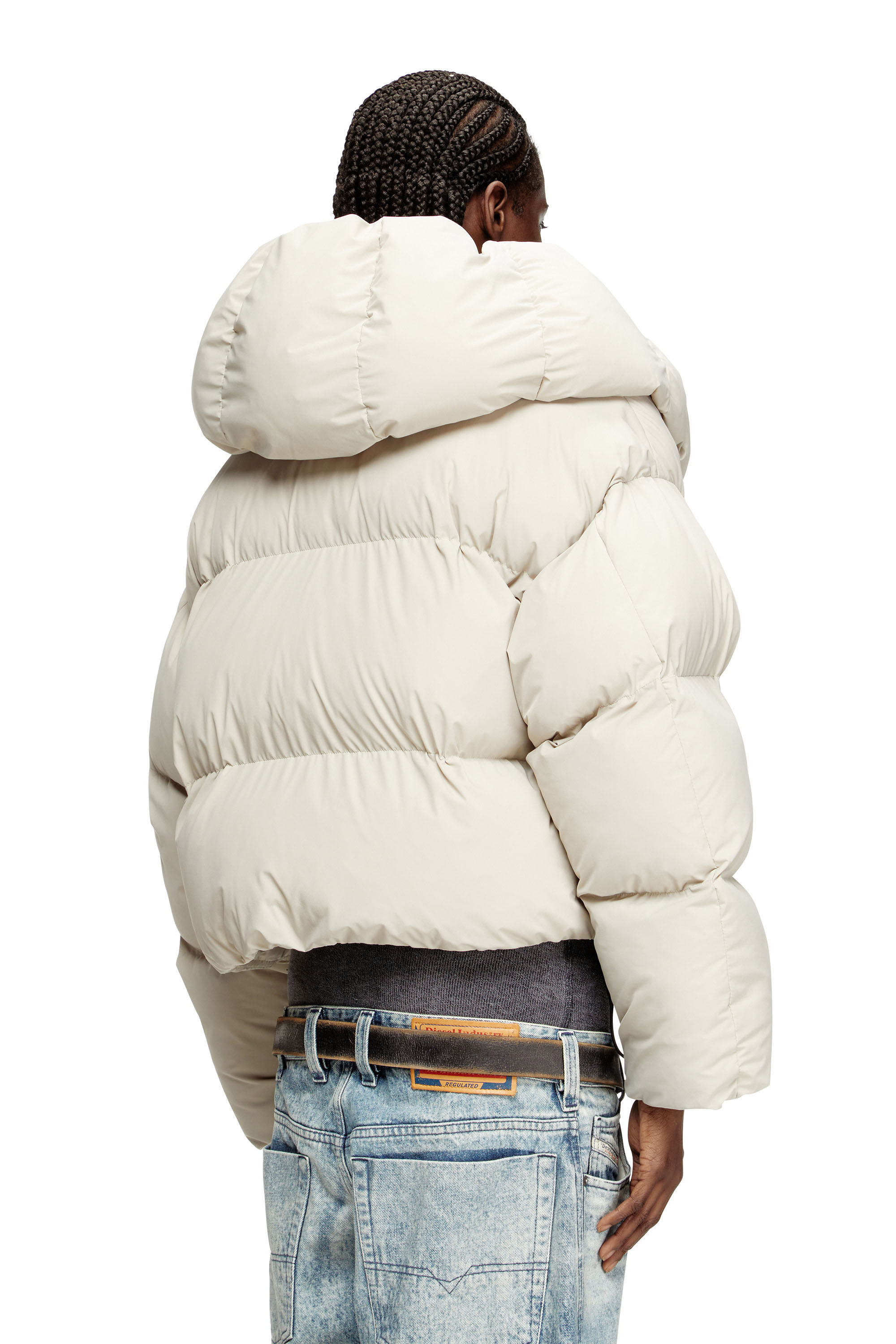 Diesel - W-ILEY-T1, Female's Wrap puffer in bi-stretch nylon in Beige - 5