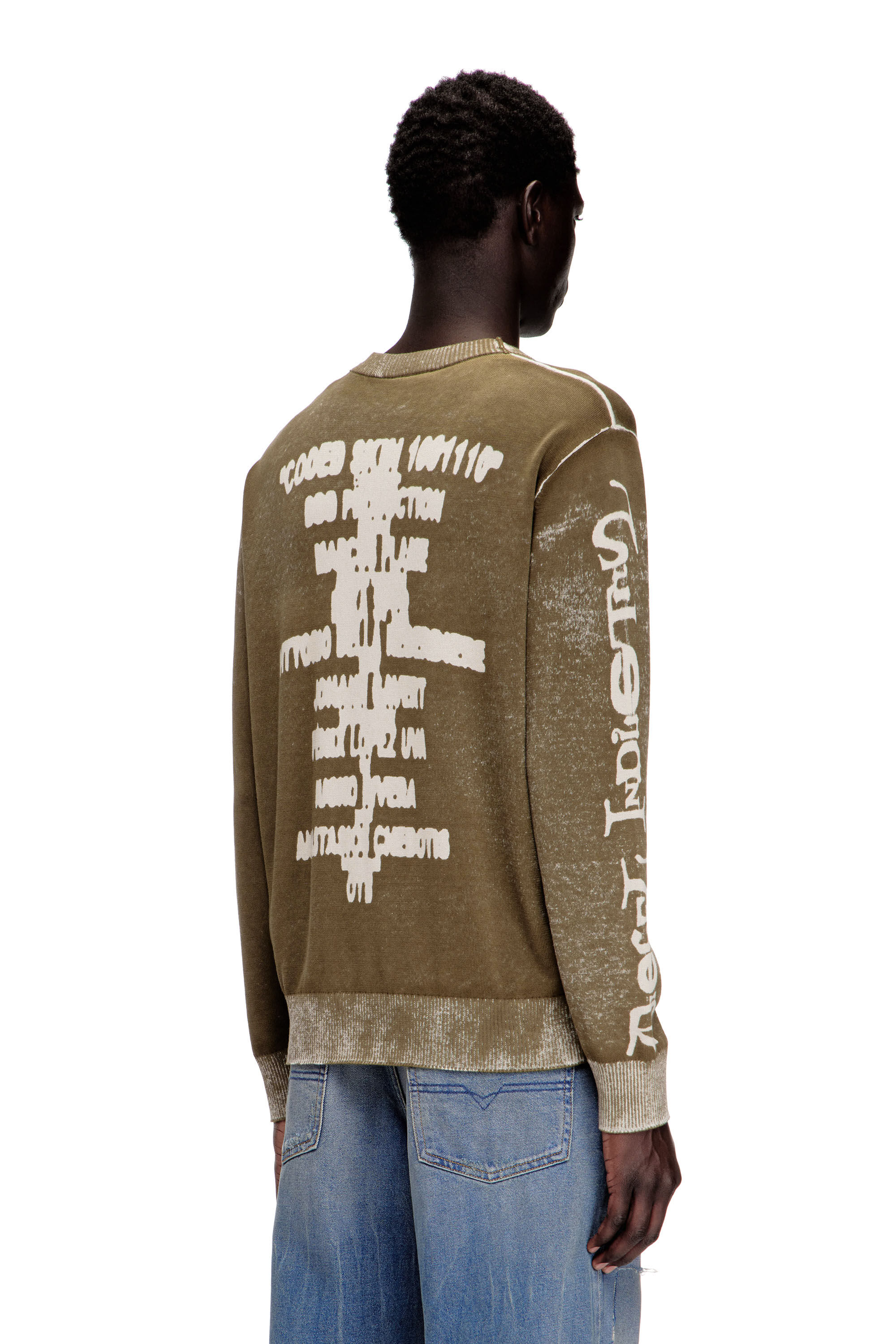 Men's Faded reverse-print jumper with lettering | Green | Diesel US