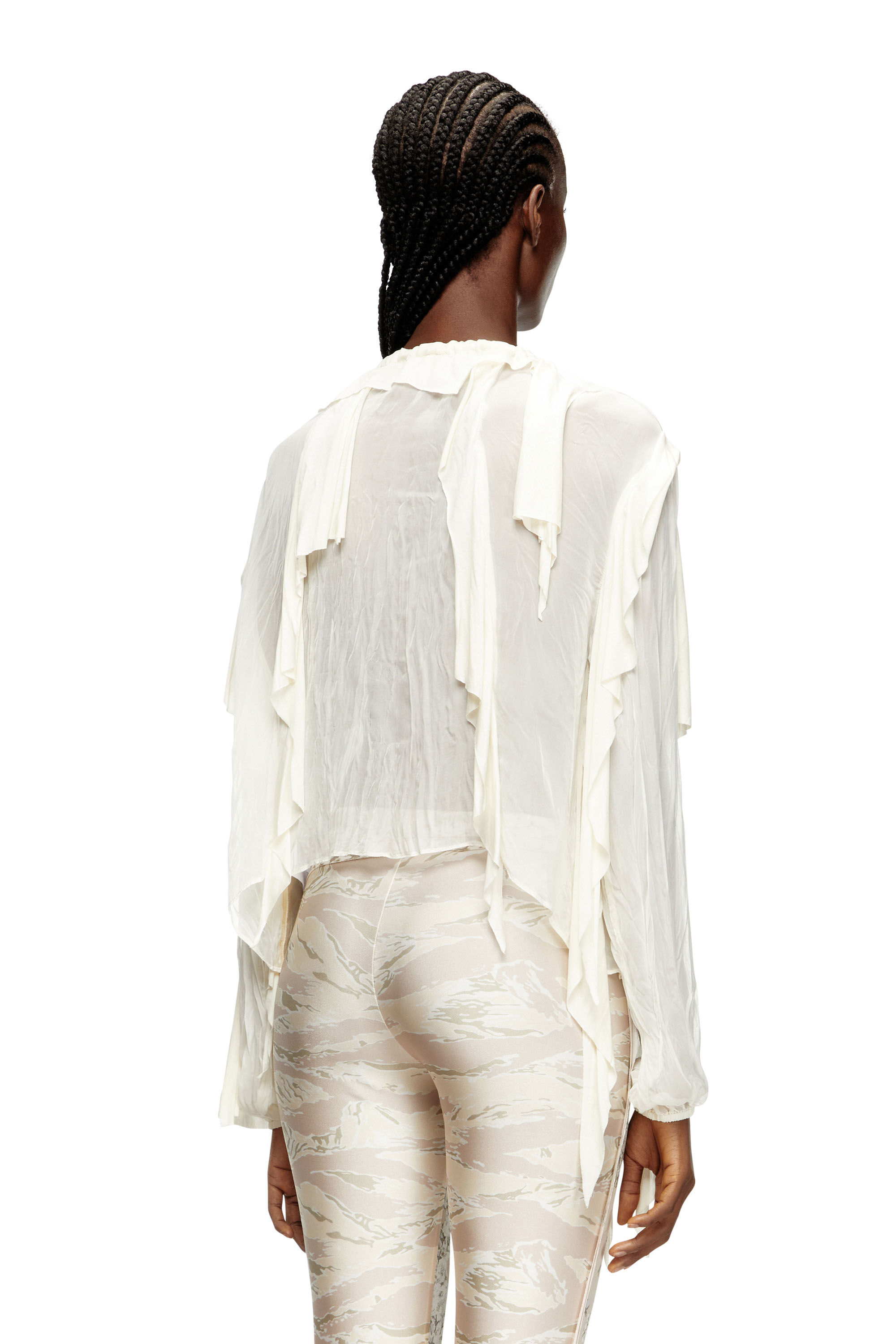 Diesel - C-LASSY, Female's Flounce blouse in crinkled muslin in White - 5