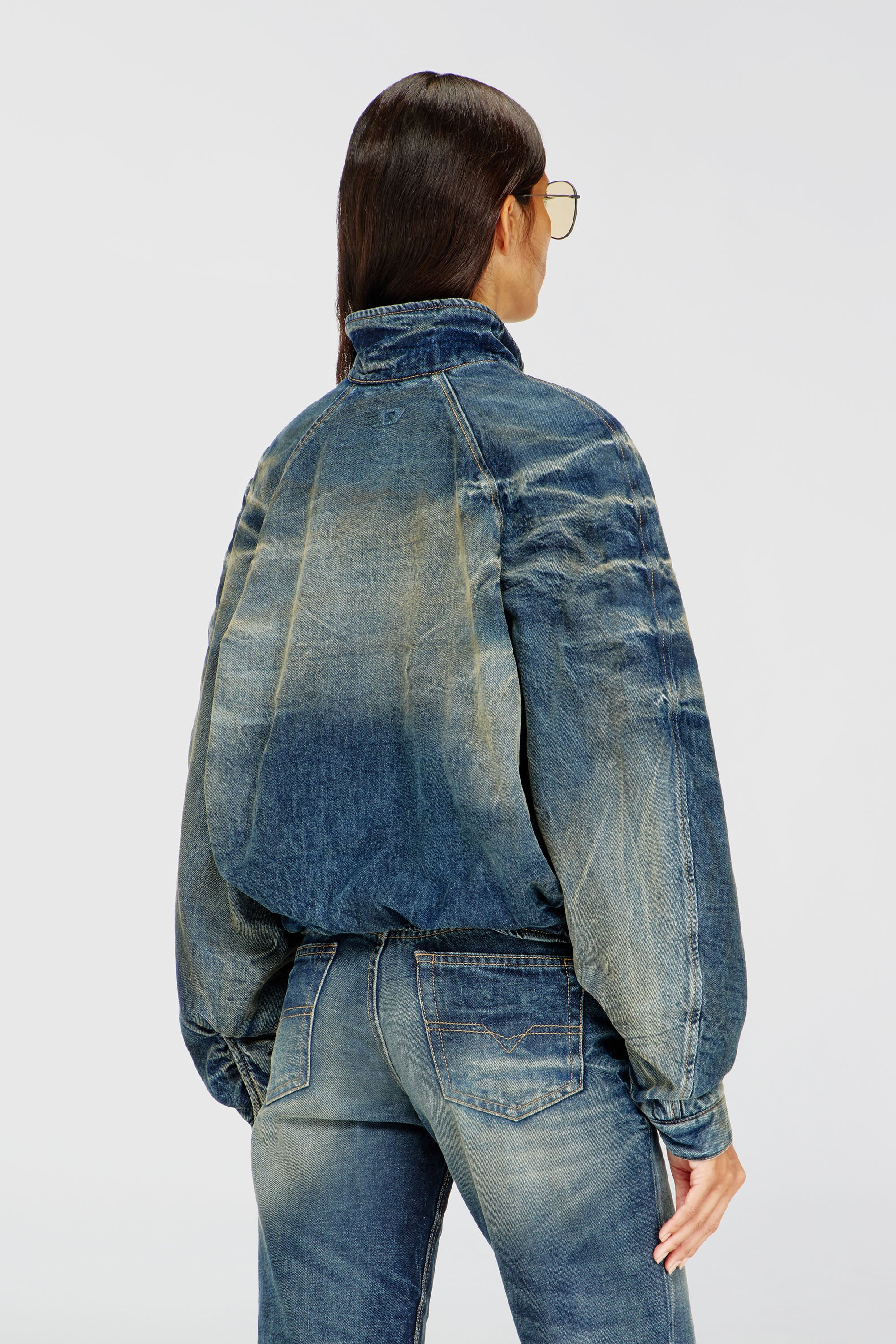 Diesel - DE-BARUS-FSJ1, Female's Padded jacket in dirty-effect creased denim in Medium Blue - 5
