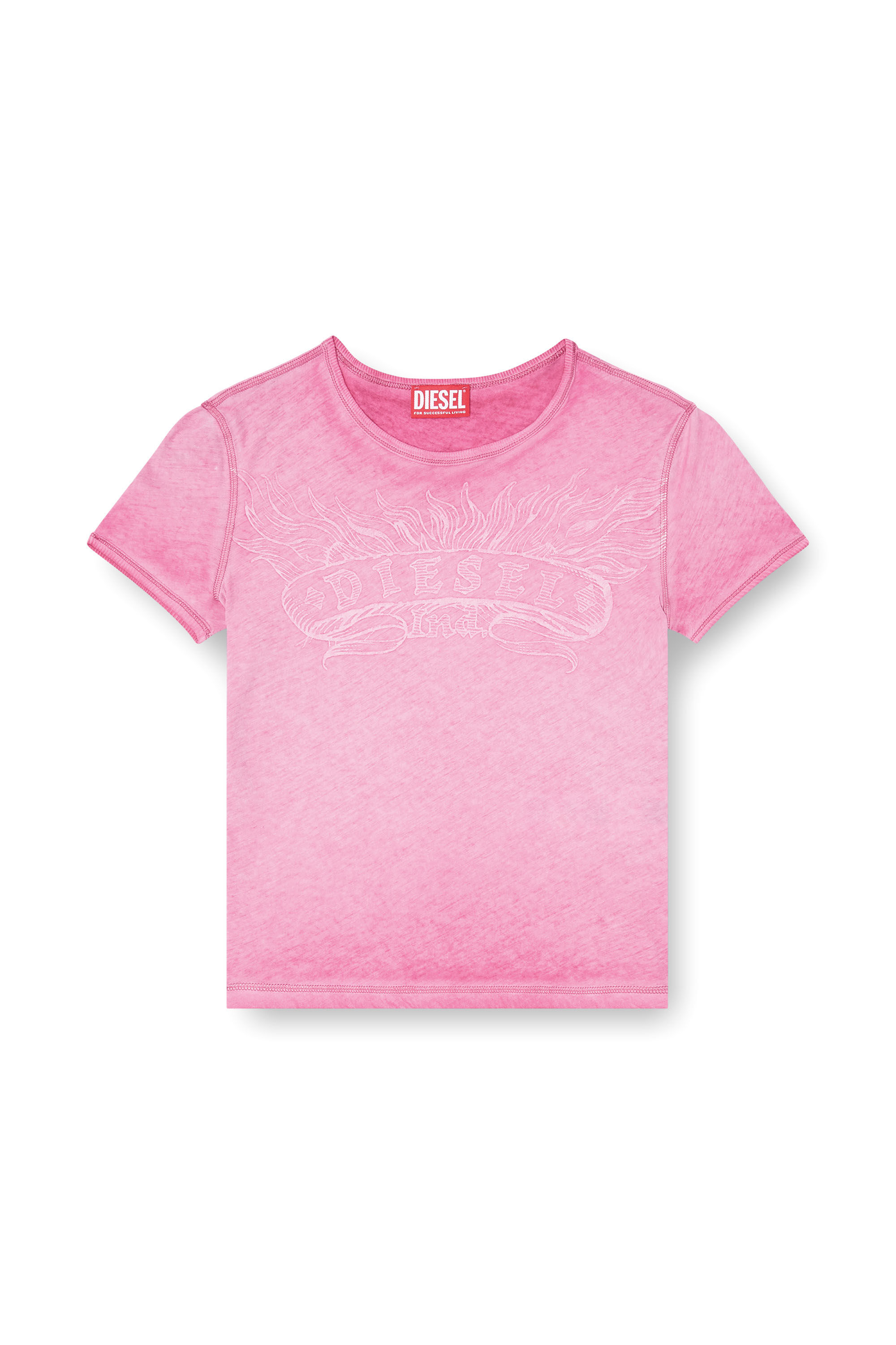 misaki DIESEL Tシャツ Sサイズ ピンク ロゴ Women's Slim T-shirt with tonal logo print | Pink | Diesel {{Country}}