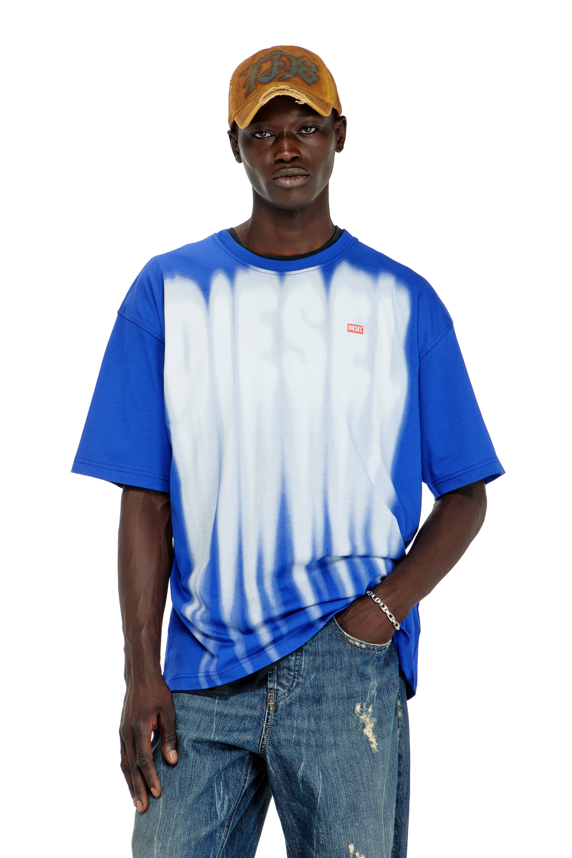 Men's Cotton T-shirt with bold logo print | Multicolor | Diesel US