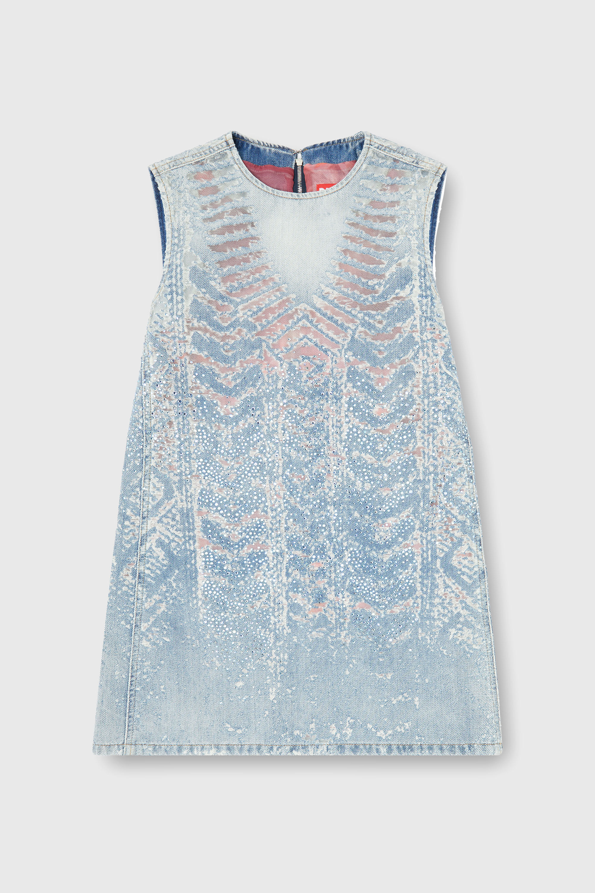 Diesel - DE-MYRELA-S, Female's Mini dress in microstone devor&eacute; denim in Light Blue - 2
