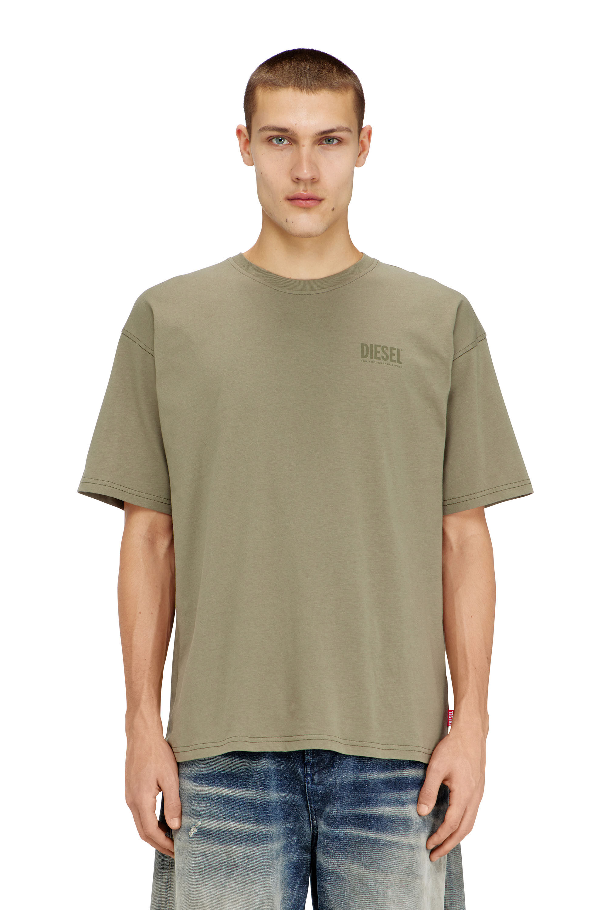 Men's Relaxed T-shirt with back camo print | Green | Diesel US