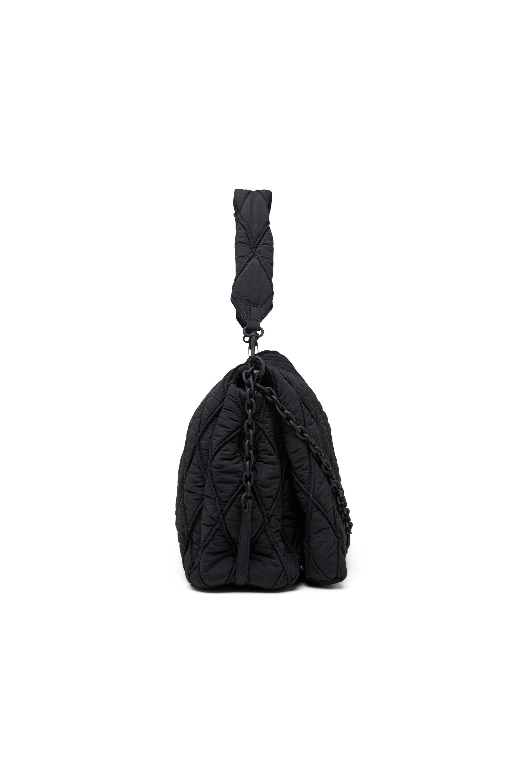 Women's Charm-D-Large shoulder bag in quilted washed nylon | Black