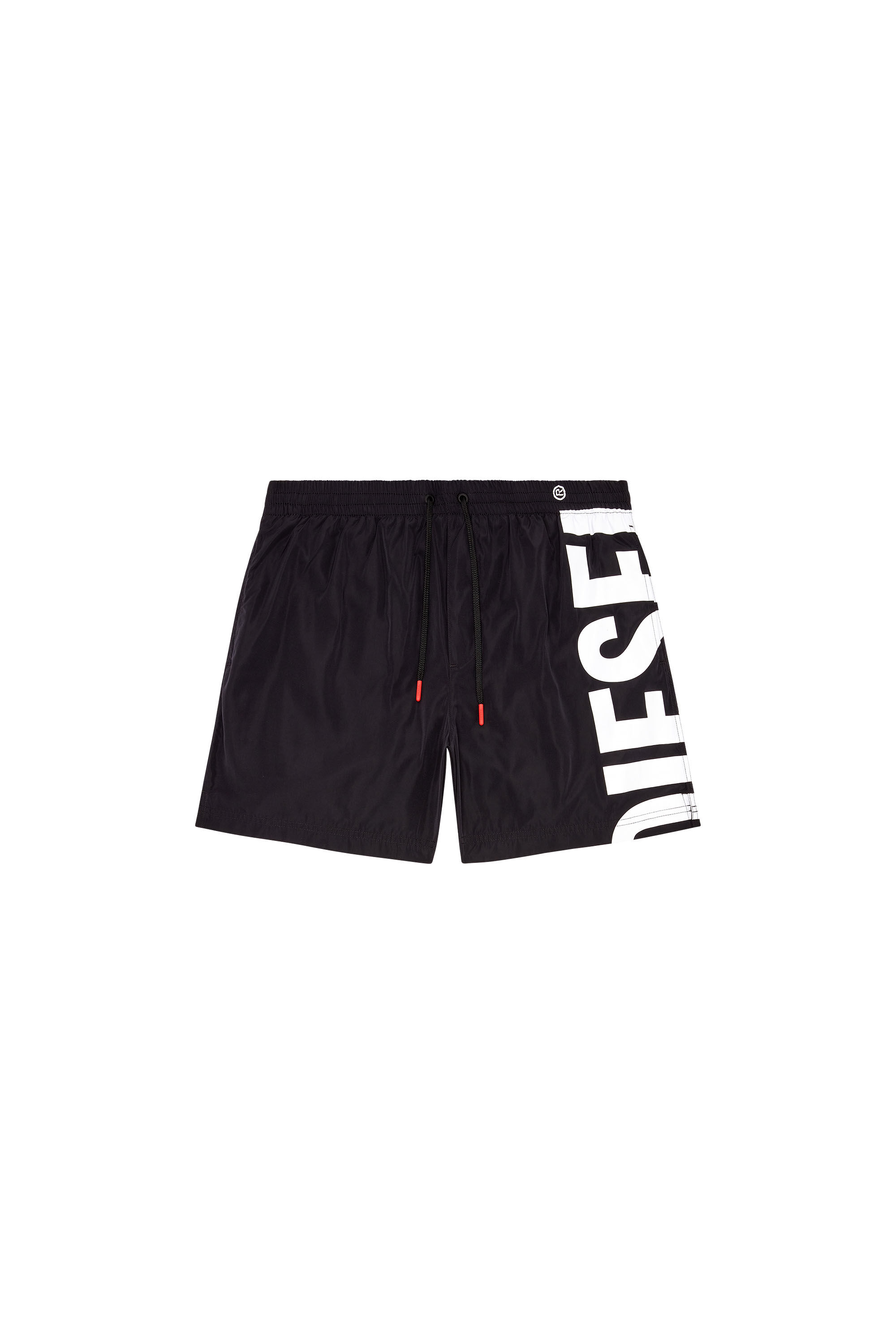 0626　BK Men's Mid-length swim shorts with logo print | Black | Diesel
