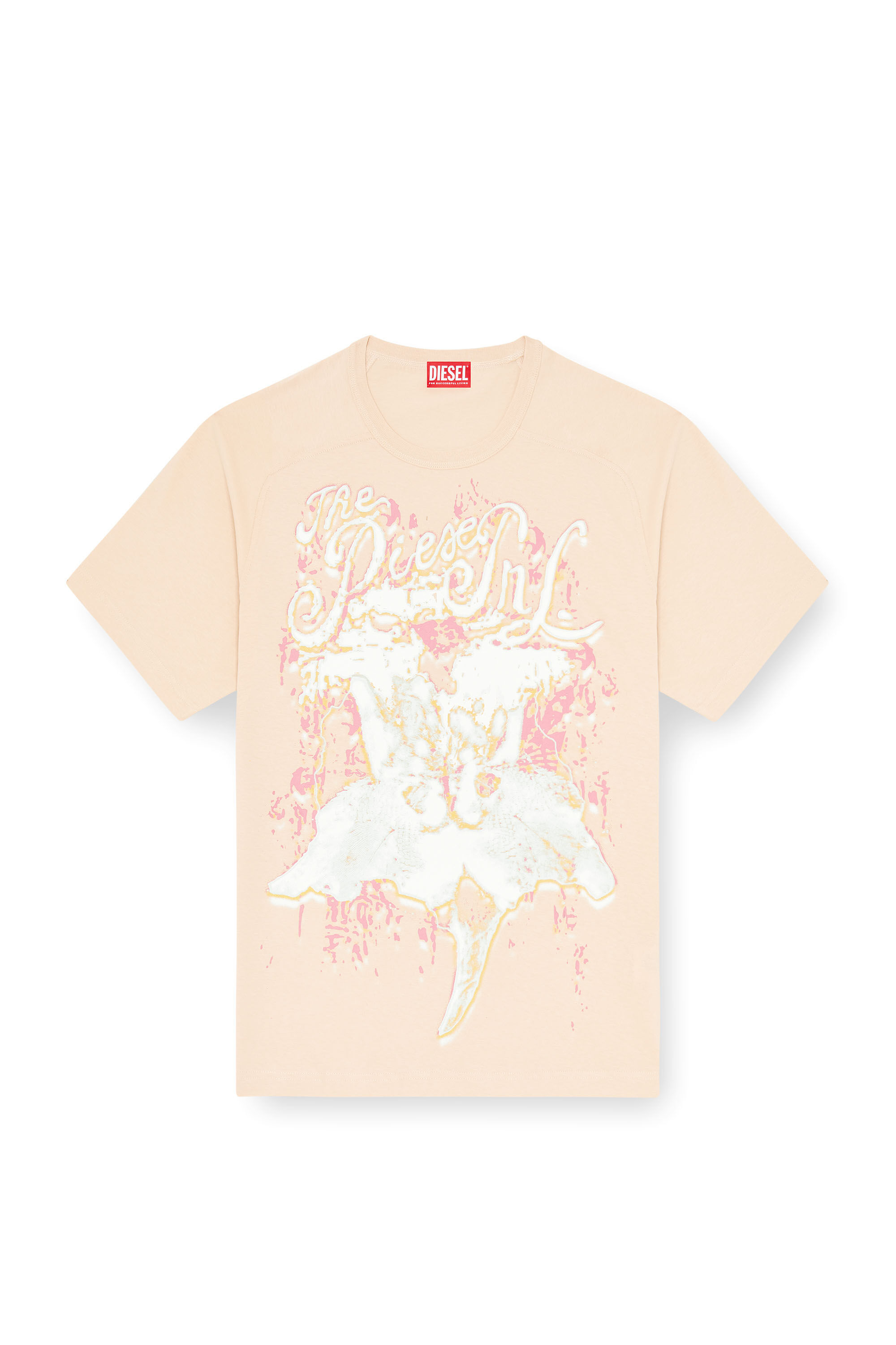 Men's Cotton T-shirt with graphic print | Pink | Diesel