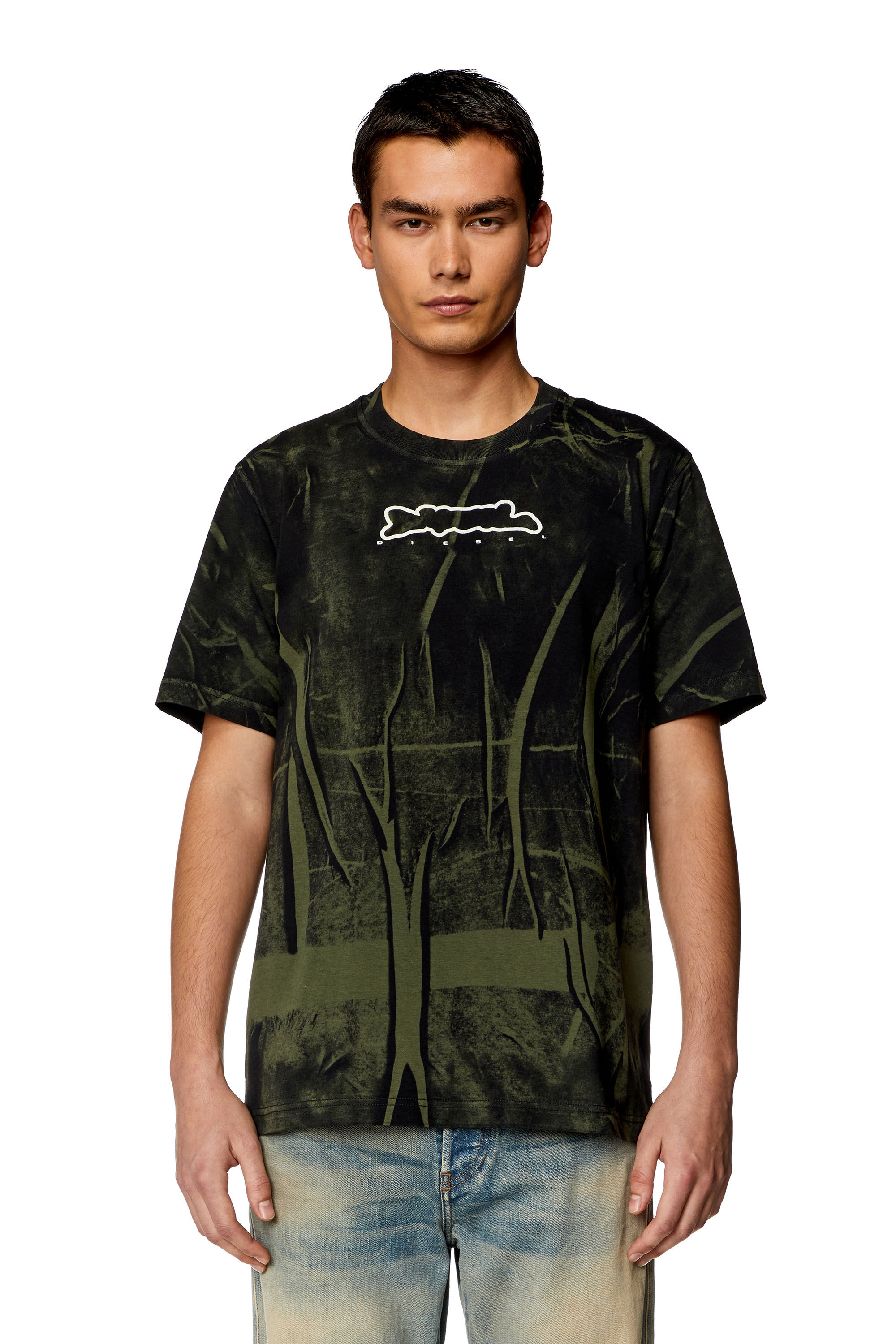 Men's T-shirt with crease-effect print | Multicolor | Diesel