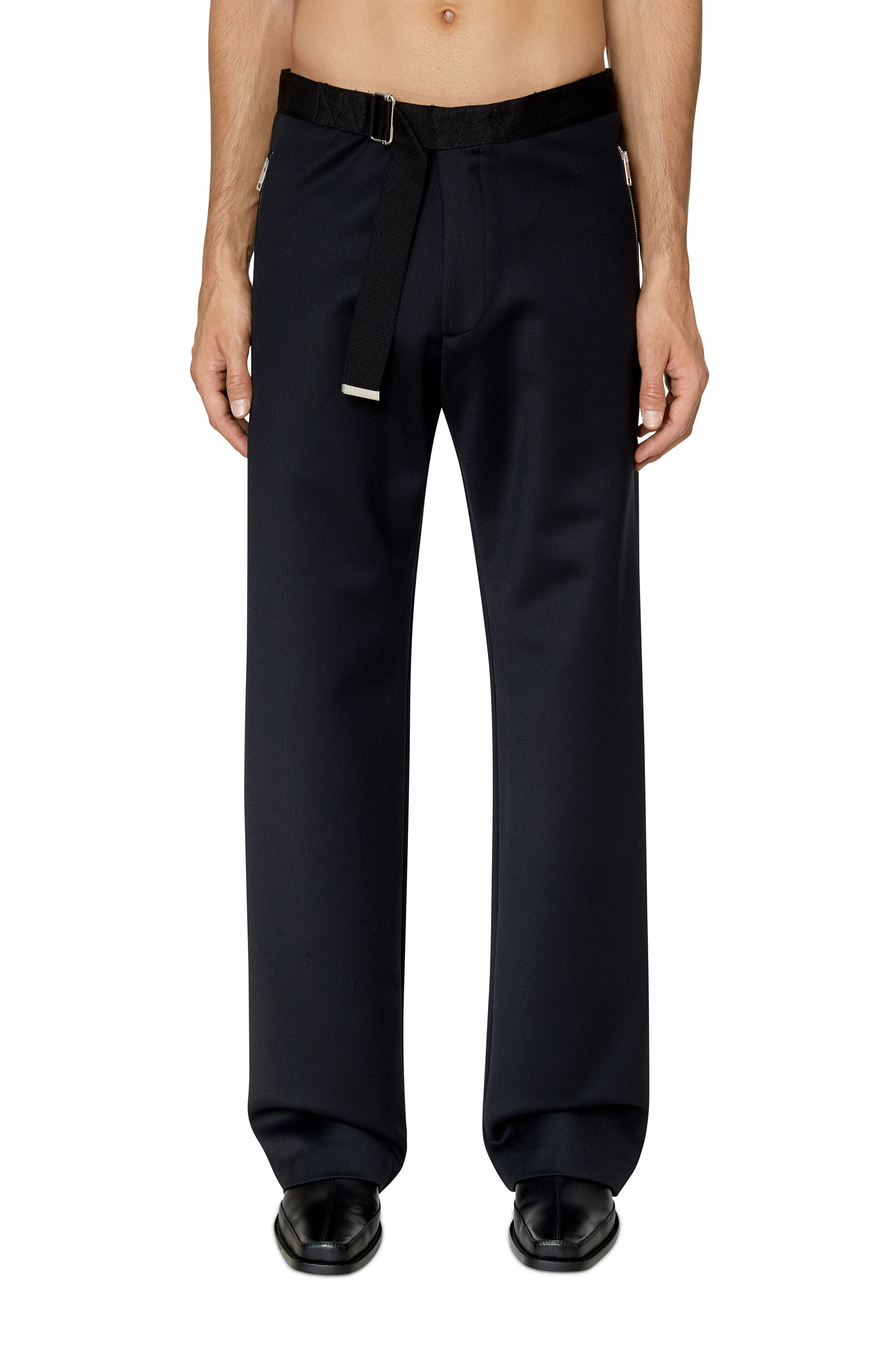 Diesel - P-GOLD, Male's Wool-blend pants with utility details in Black - 3