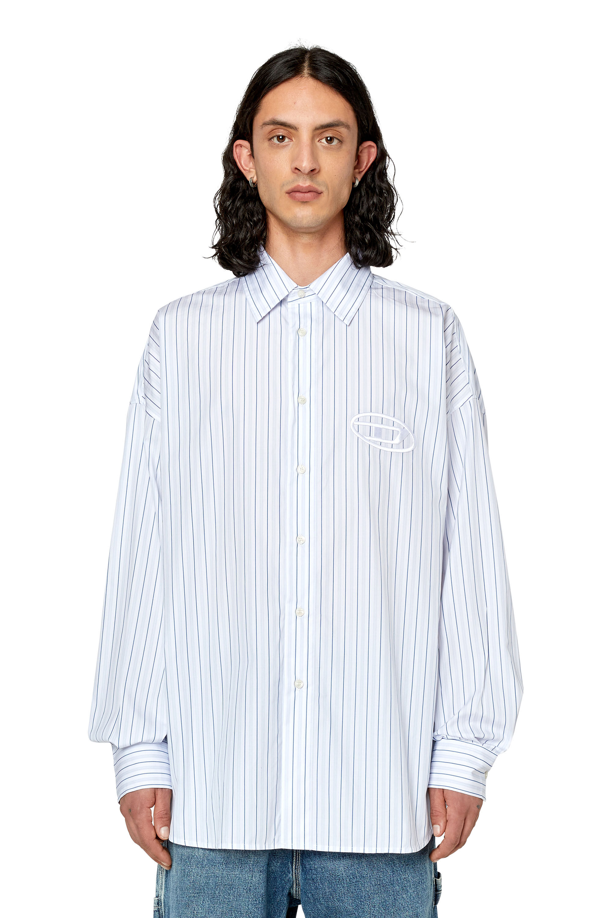 DIESEL / S-D0UBLY-STRIPE-NW/長袖シャツ/S/コットン/PNK/ストライプ/0BHAW// S-DOUBLY-STRIPE Man: Fine cotton shirt with striped pattern | Diesel