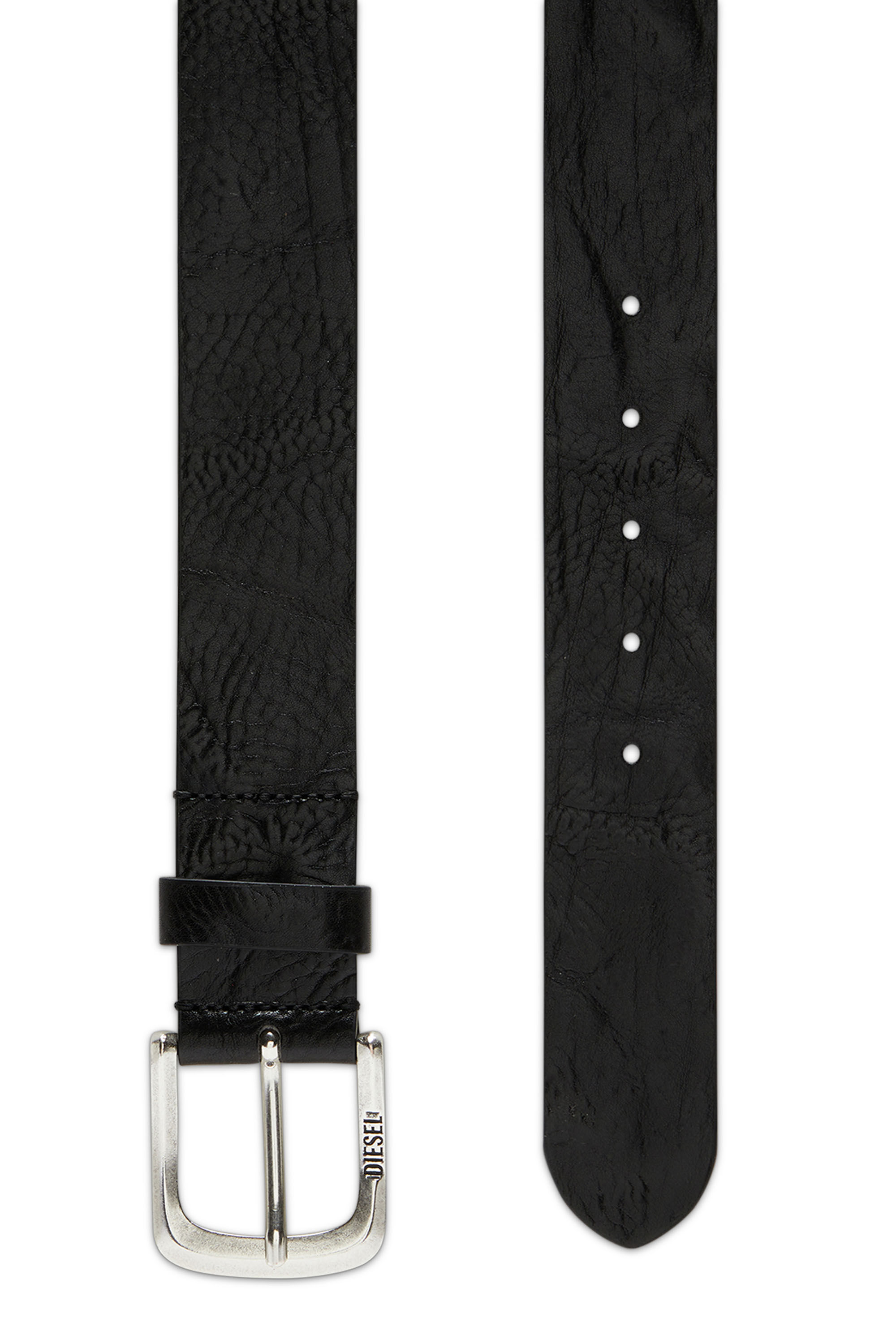 Diesel - B-JACKRON, Ceinture en cuir texturé avec empiècement jacron Homme in Noir - 2