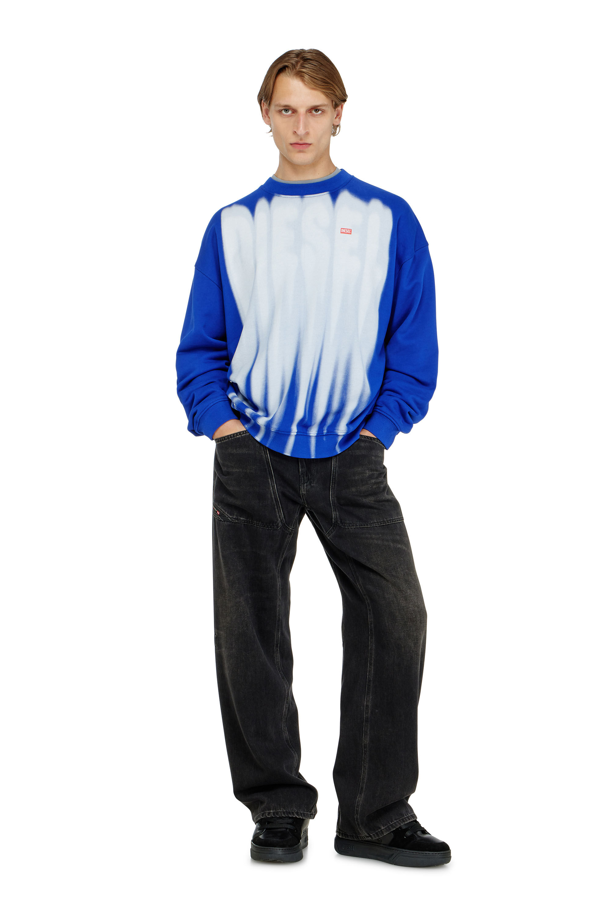 Diesel - S-BOXT-AA1, Sweat-shirt en coton avec imprim&eacute; graphique Homme in Polychrome - 1