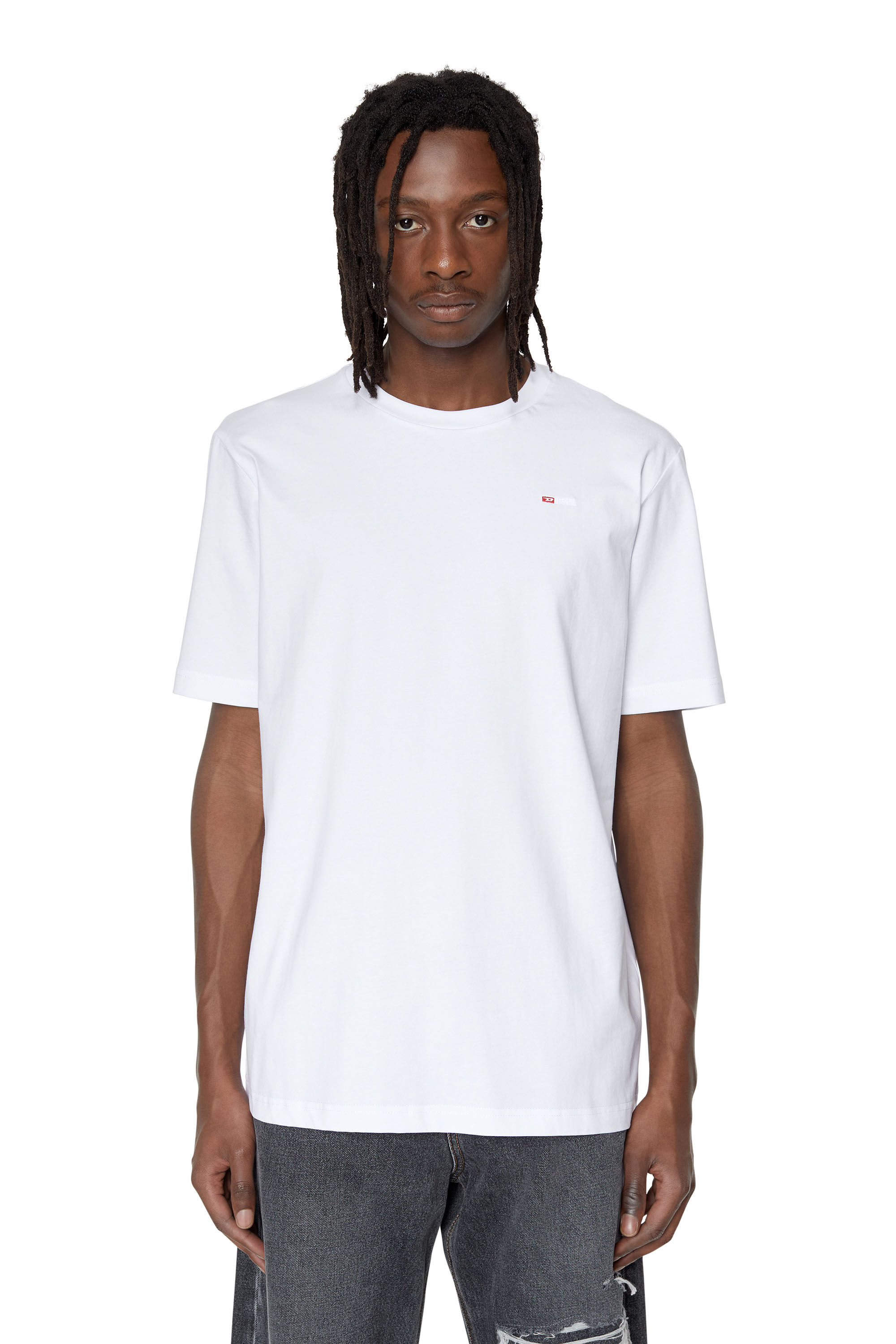 Diesel - T-JUST-MICRODIV, Male's T-shirt with micro-embroidered logo in White - 3