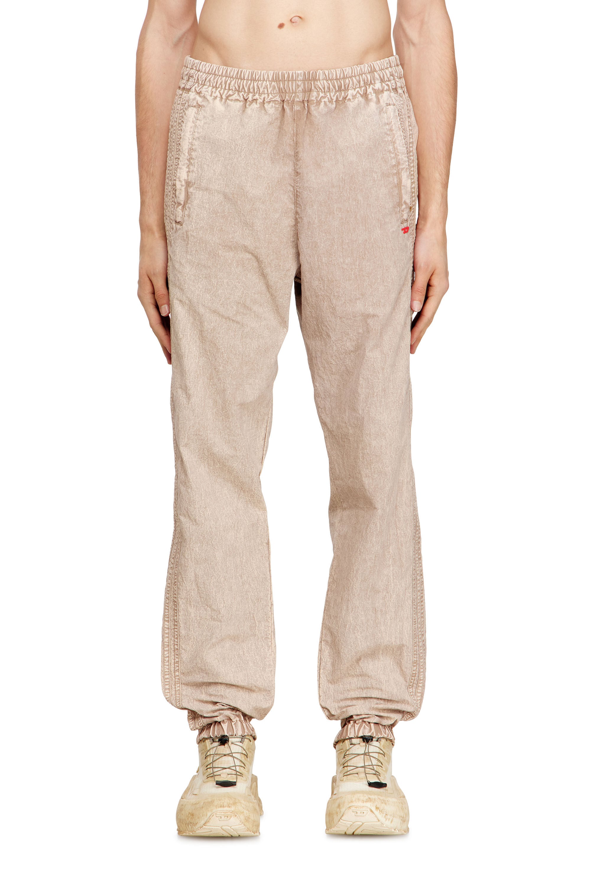 Men's Washed nylon pants with side bands | Beige | Diesel US