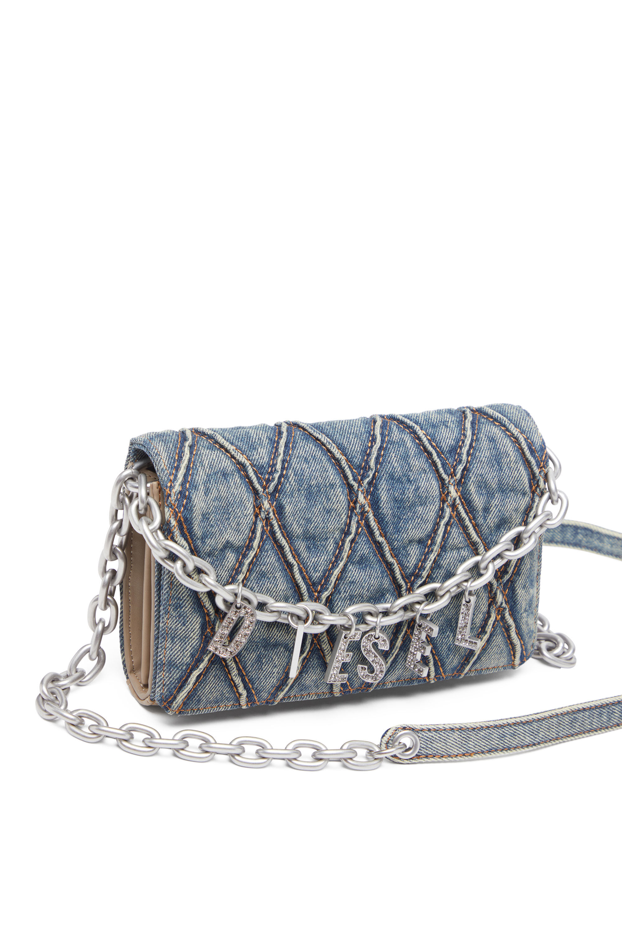 Women's Wallet purse in argyle quilted denim | Blue | Diesel