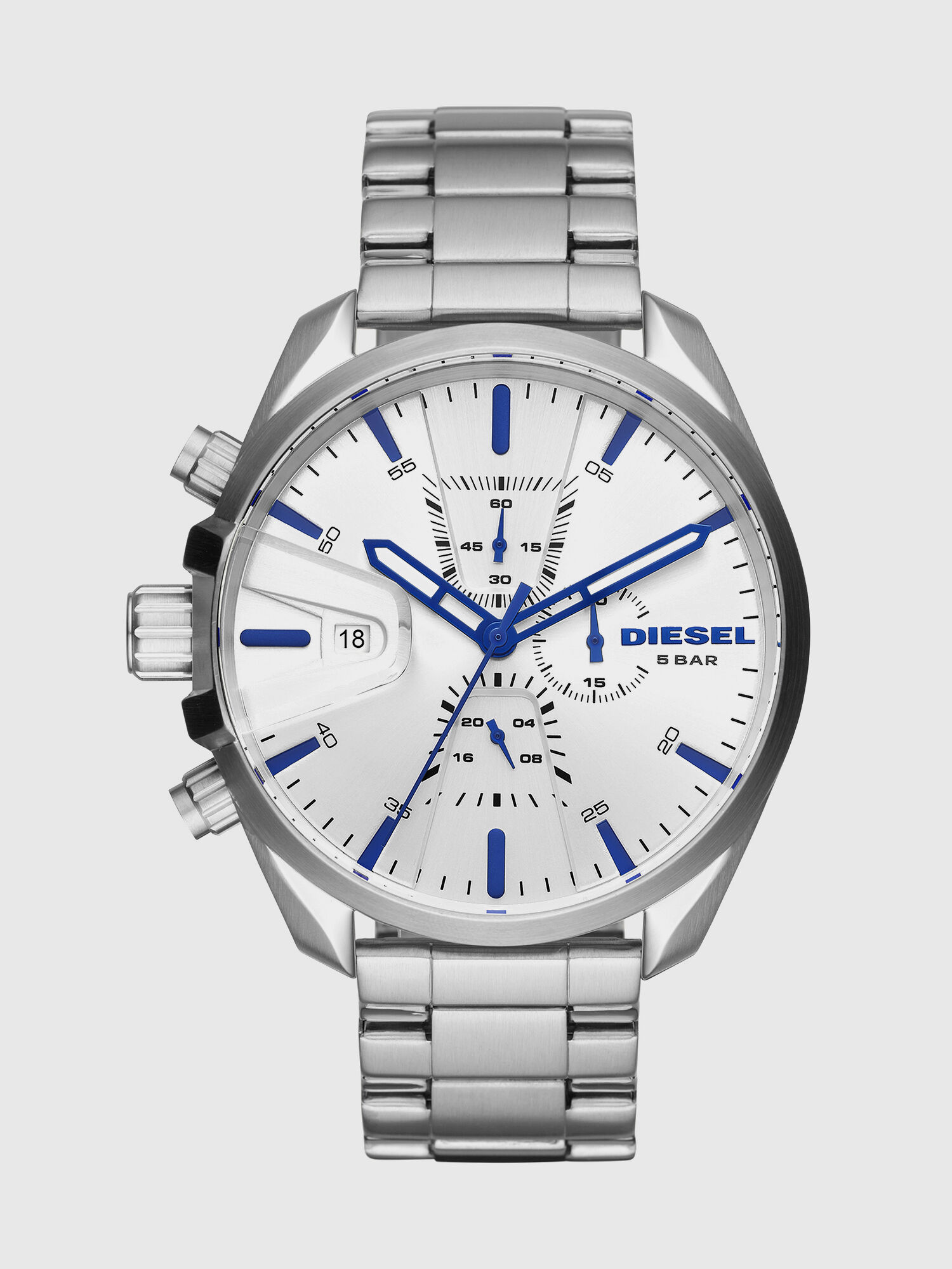 Diesel - DZ4473, Man's Silver-tone watch with steel case, 47 mm in Silver - 1