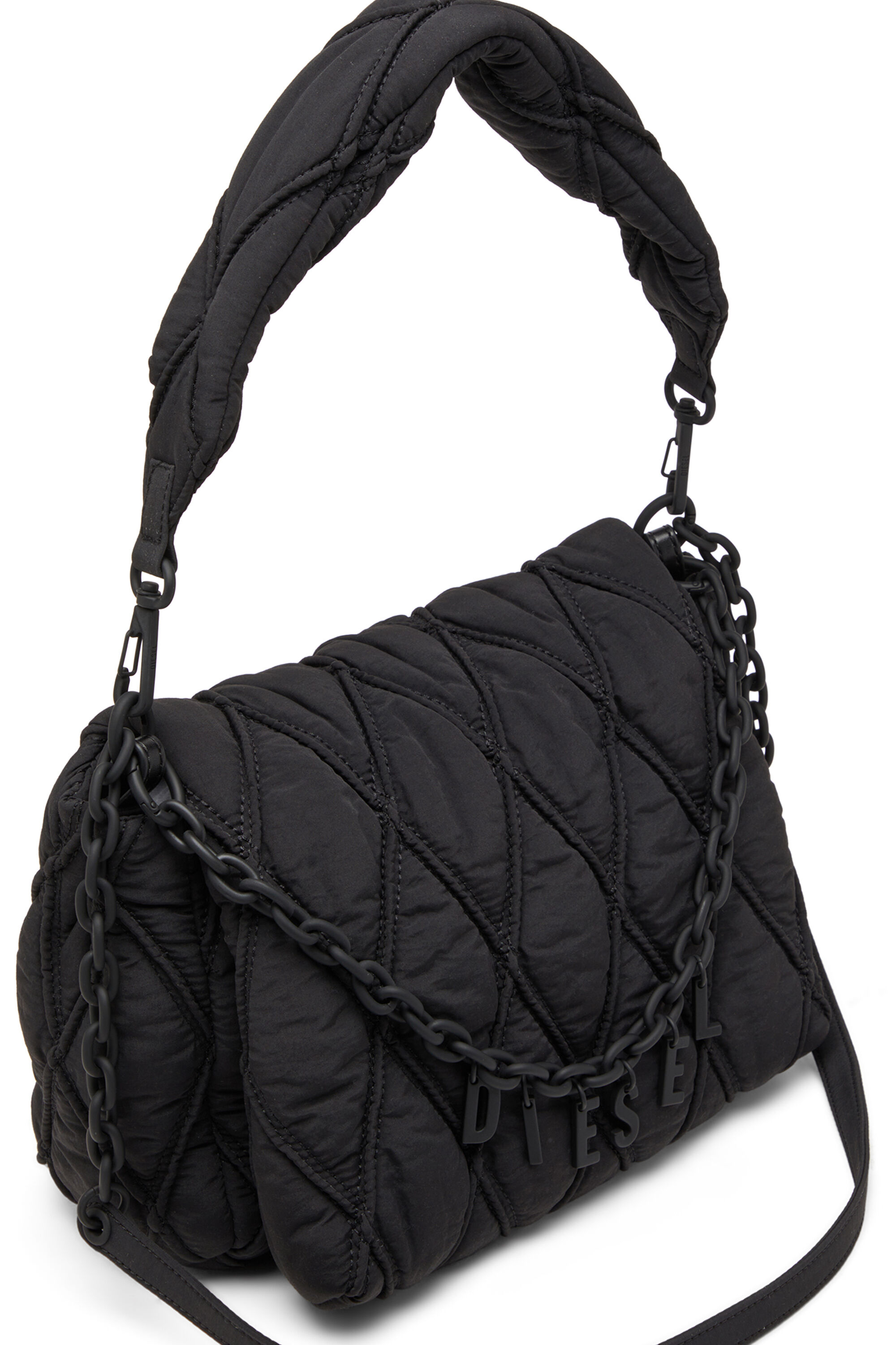 【らんちゃん】DIESEL Charm-D Shoulder M ブラック Women's Charm-D M-Shoulder bag in quilted nylon | Black | Diesel