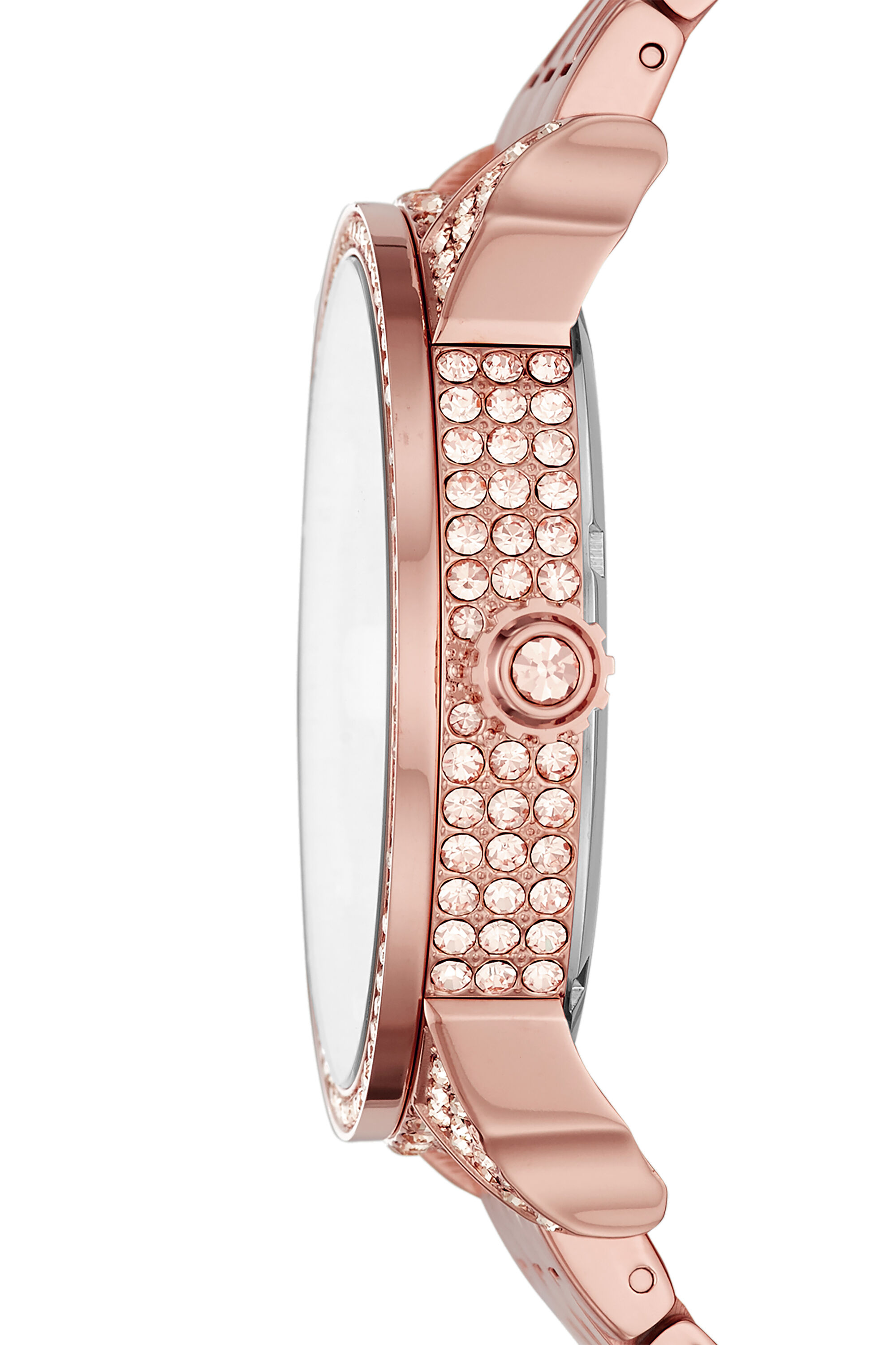 Diesel - DZ5597, Woman's Mini Daddy Three-Hand Rose Gold-Tone Stainless Steel Watch in Pink - 3