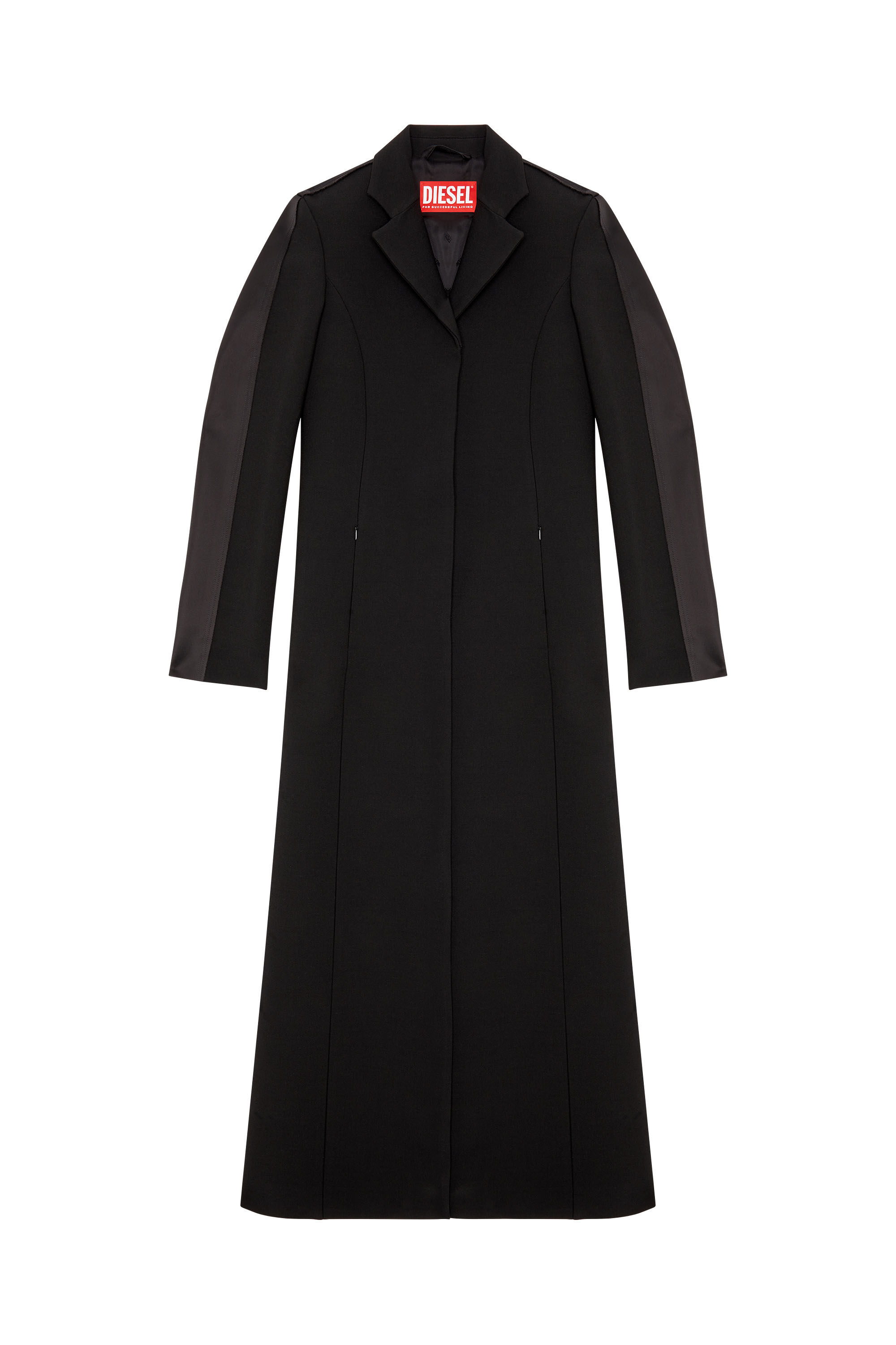 Diesel - G-FINE, Woman's Long coat in cool wool and tech fabric in Black - 2