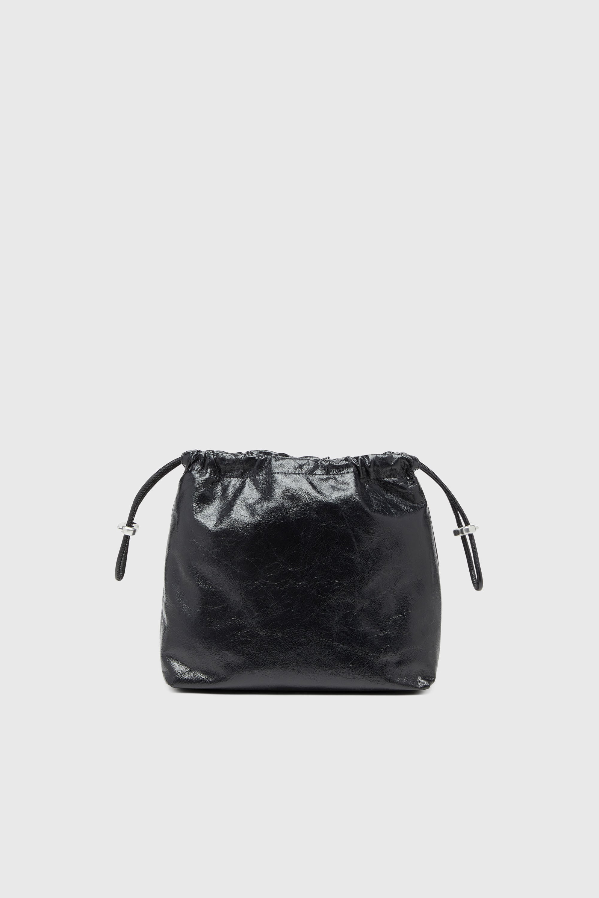 Women's Scrunch-D-Bucket bag in shiny wrinkled leather | Black