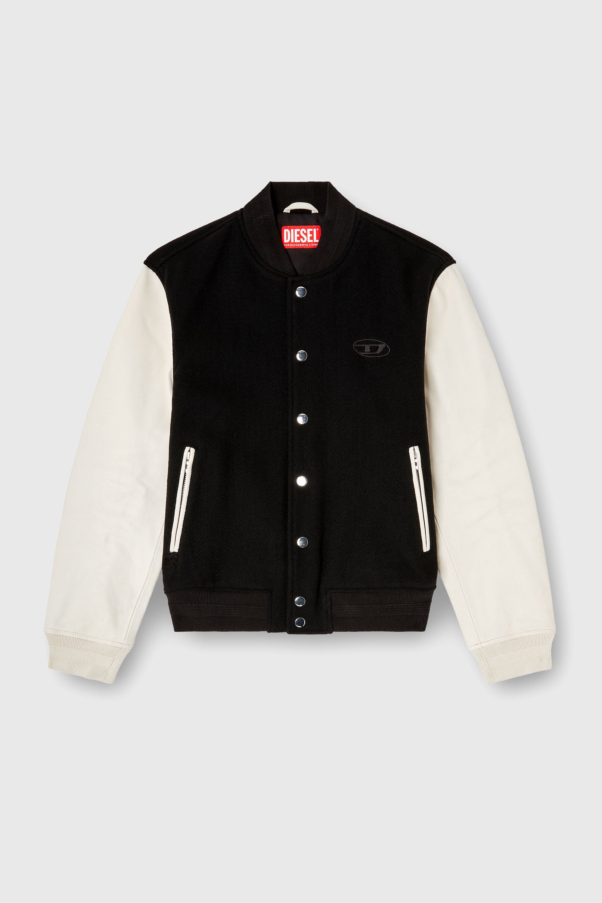 Diesel - L-ARRY-WRD, Blouson aviateur en m&eacute;lange de laine et cuir Homme in Polychrome - 2