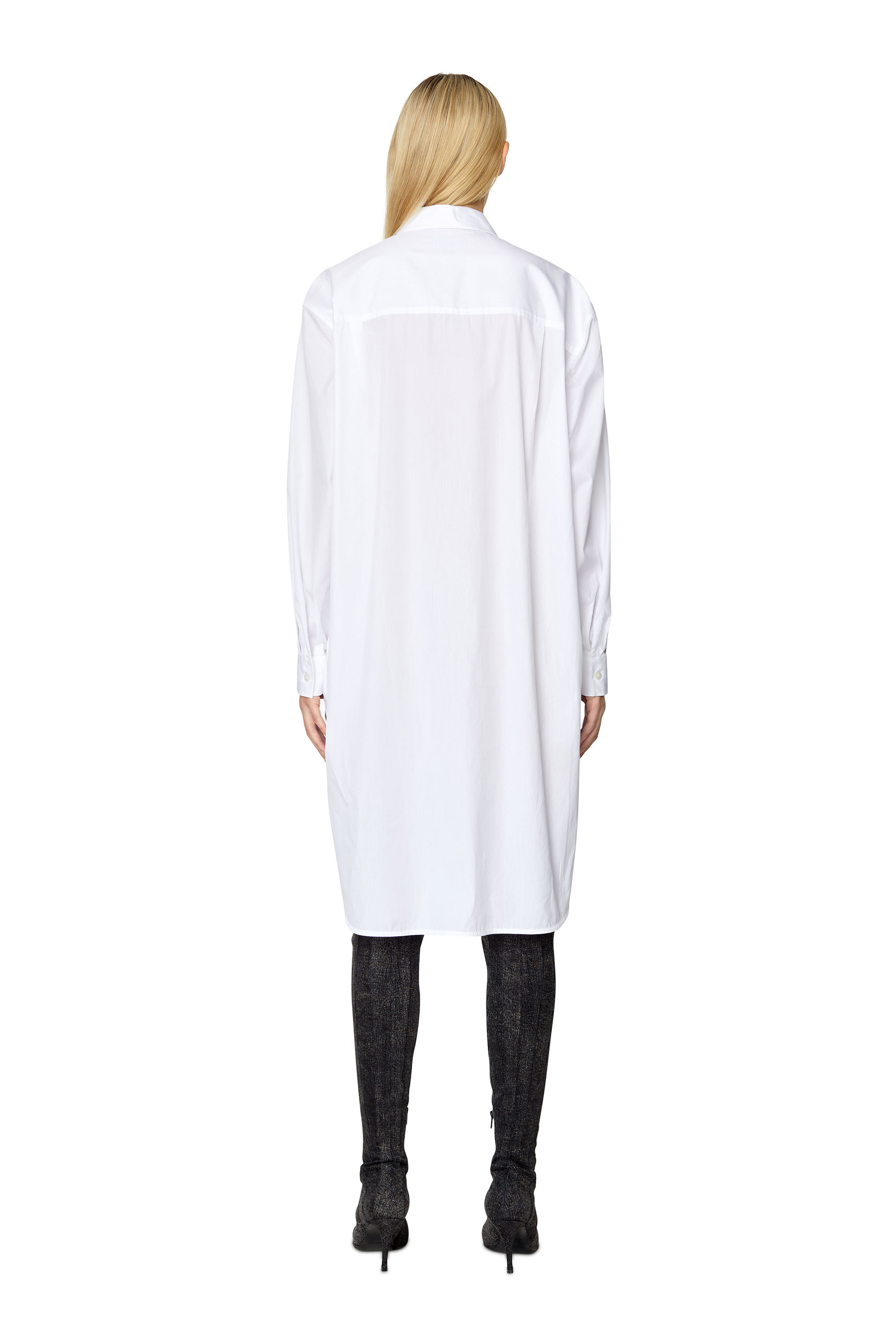 Diesel - D-LUNAR-B, Female's Shirt dress with 3D embroidery in White - 3