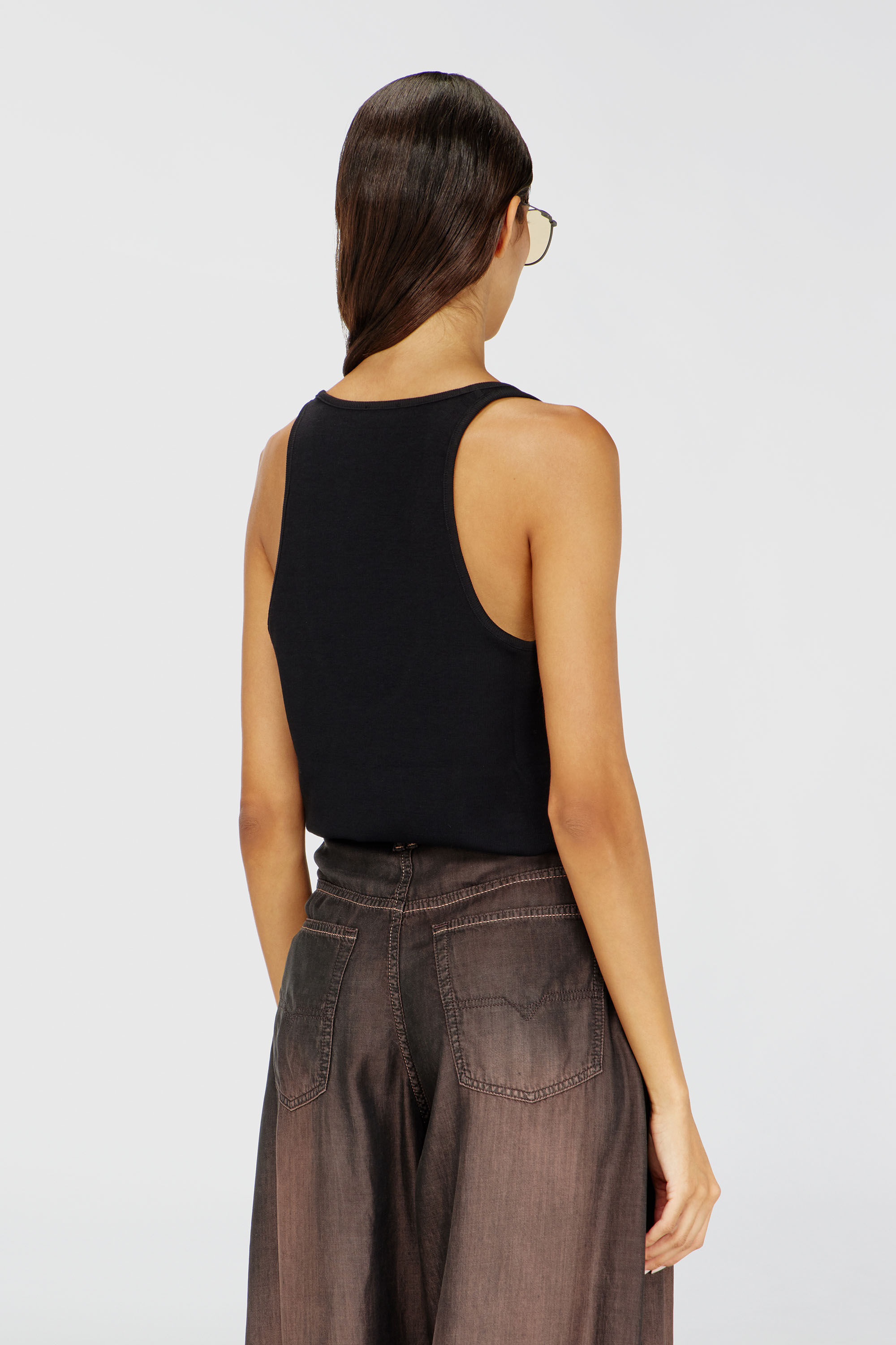 Women's Ribbed tank top with Oval D | Black | Diesel {{Country}}