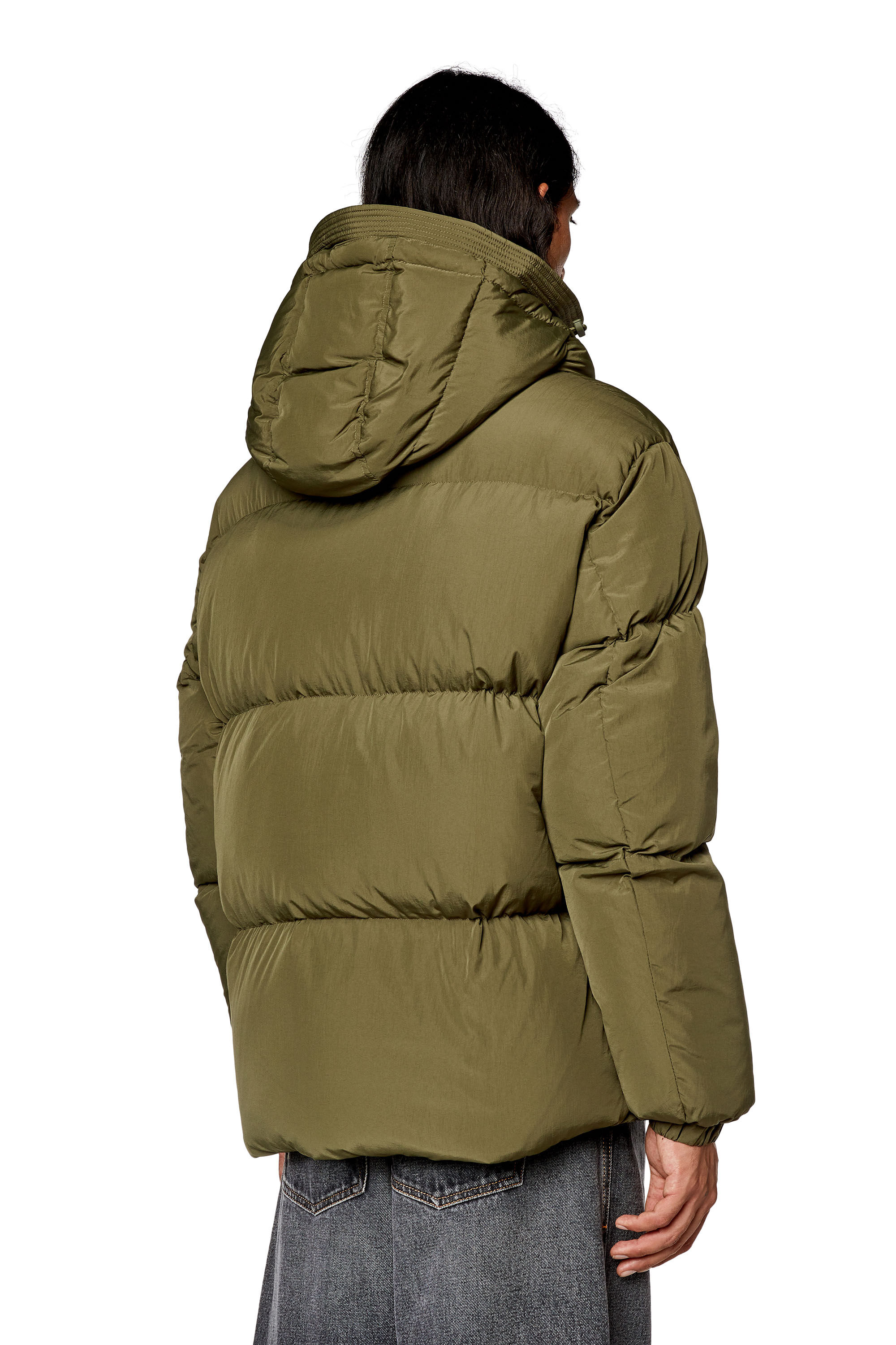 Diesel - W-ROLFYS, Male's Down jacket in recycled nylon taslan in Olive Green - 4