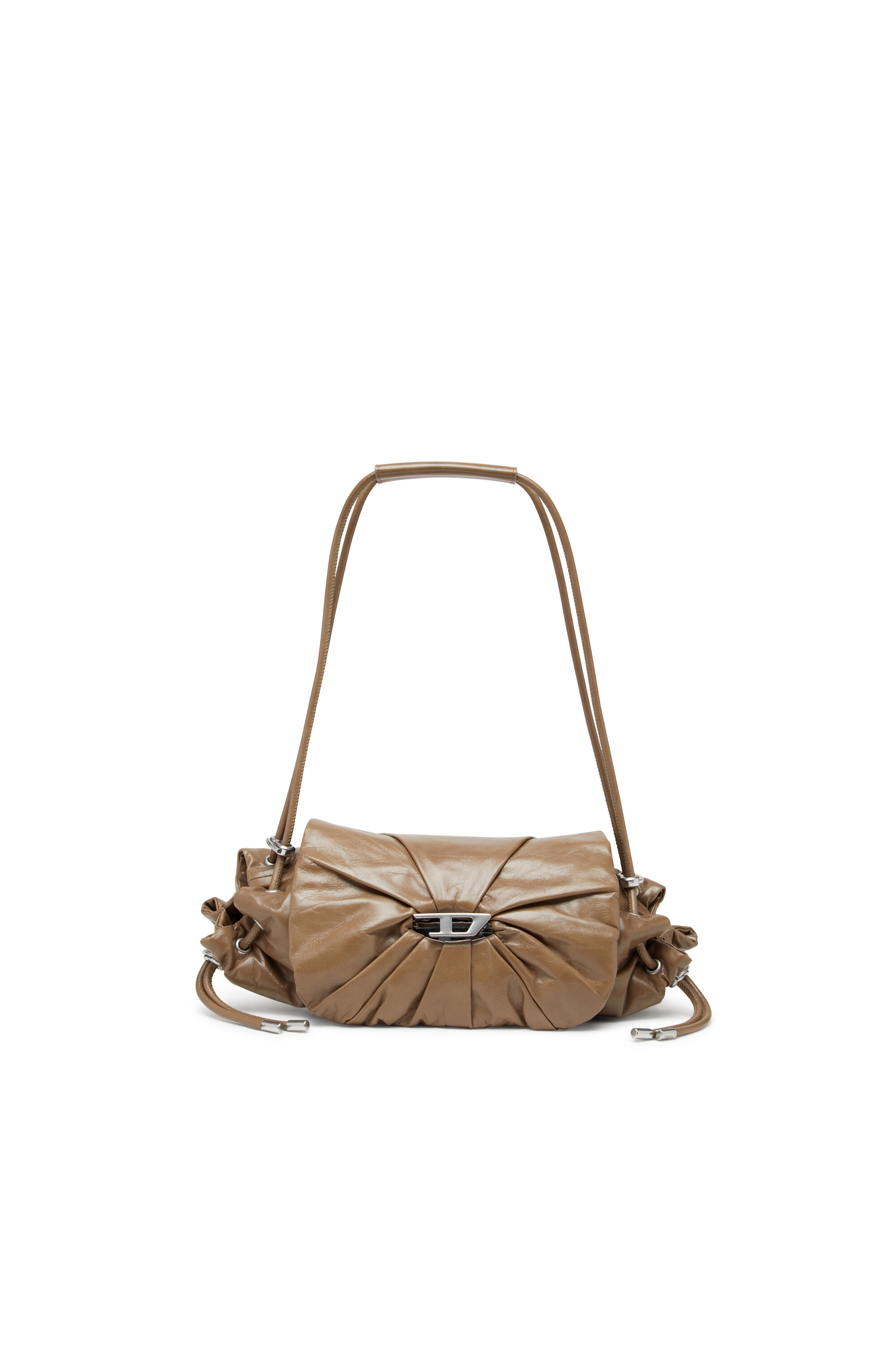 Diesel - SCRUNCH-D SHOULDER S, Scrunch-D S-Sac à bandoulière en cuir froissé Femme in Marron - 1