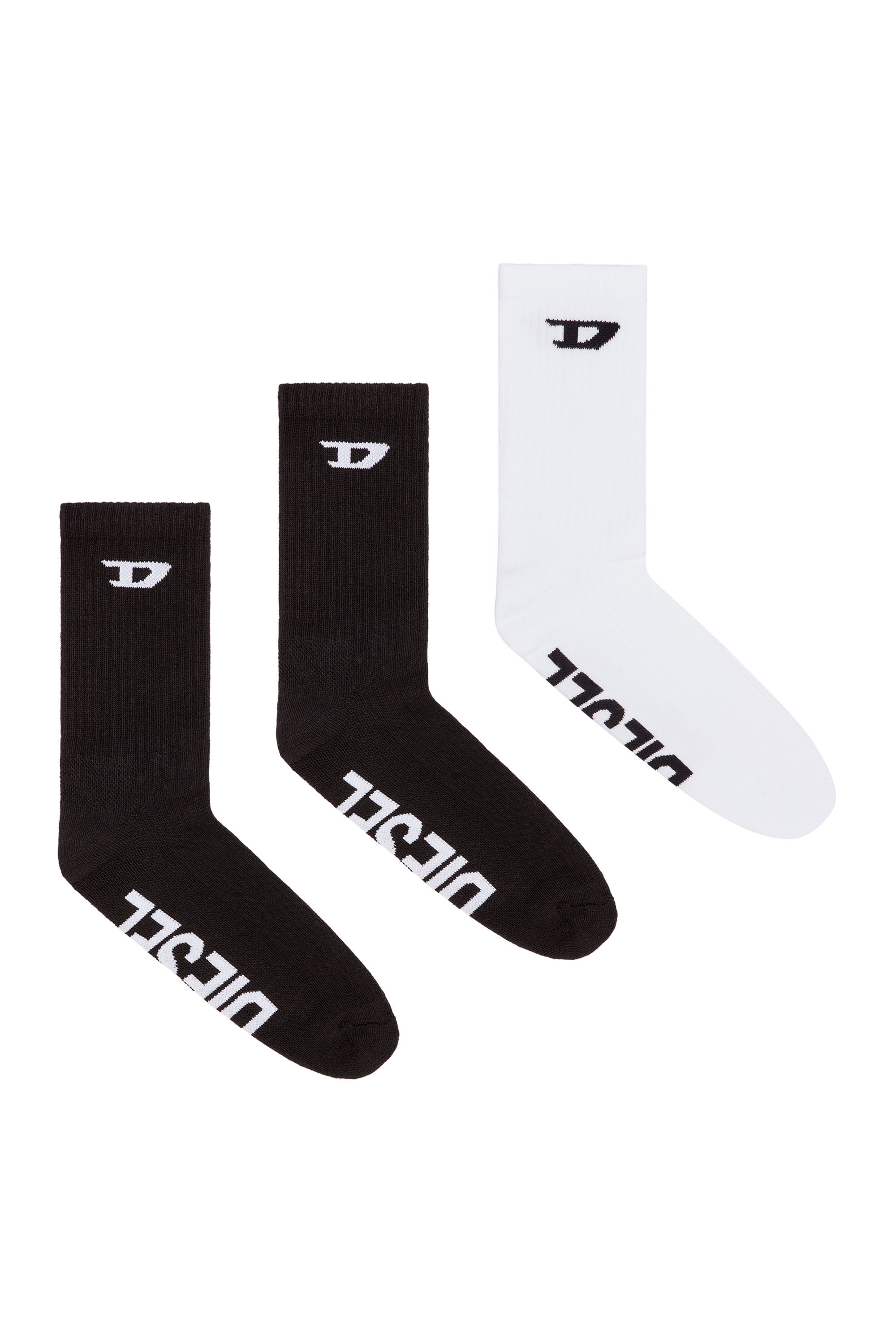 DIESEL | SKM-D-TENNIS-CREW-17,5 3PACK SOCKS BLACK 靴下 Men's 3-pack of ribbed socks with D logo | Multicolor | Diesel