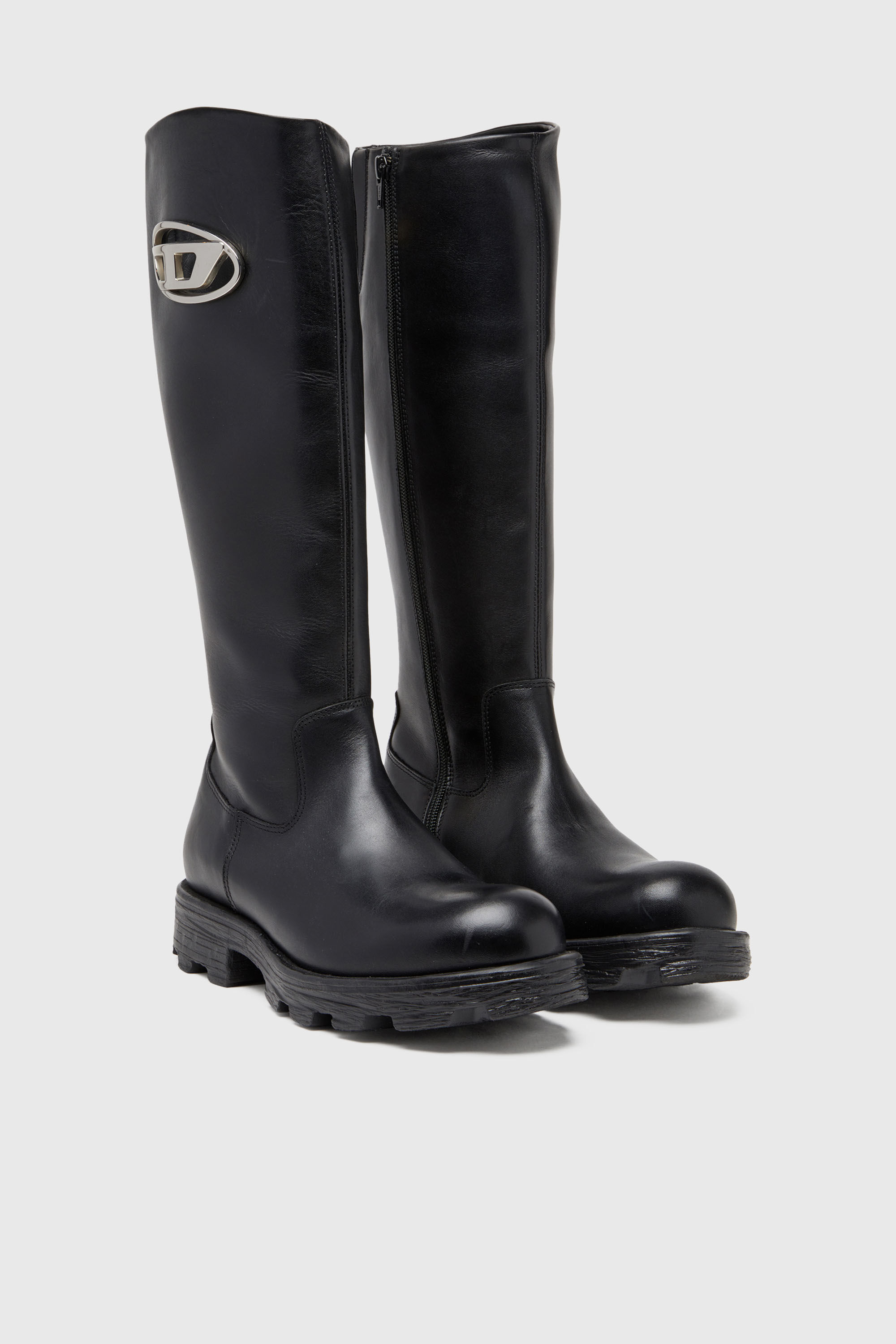 diesel ブーツ　ディーゼル　エンジニア　d-hammer hb 24cm Women's D-Hammer-Leather knee-high boots | Black | Diesel {{Country}}