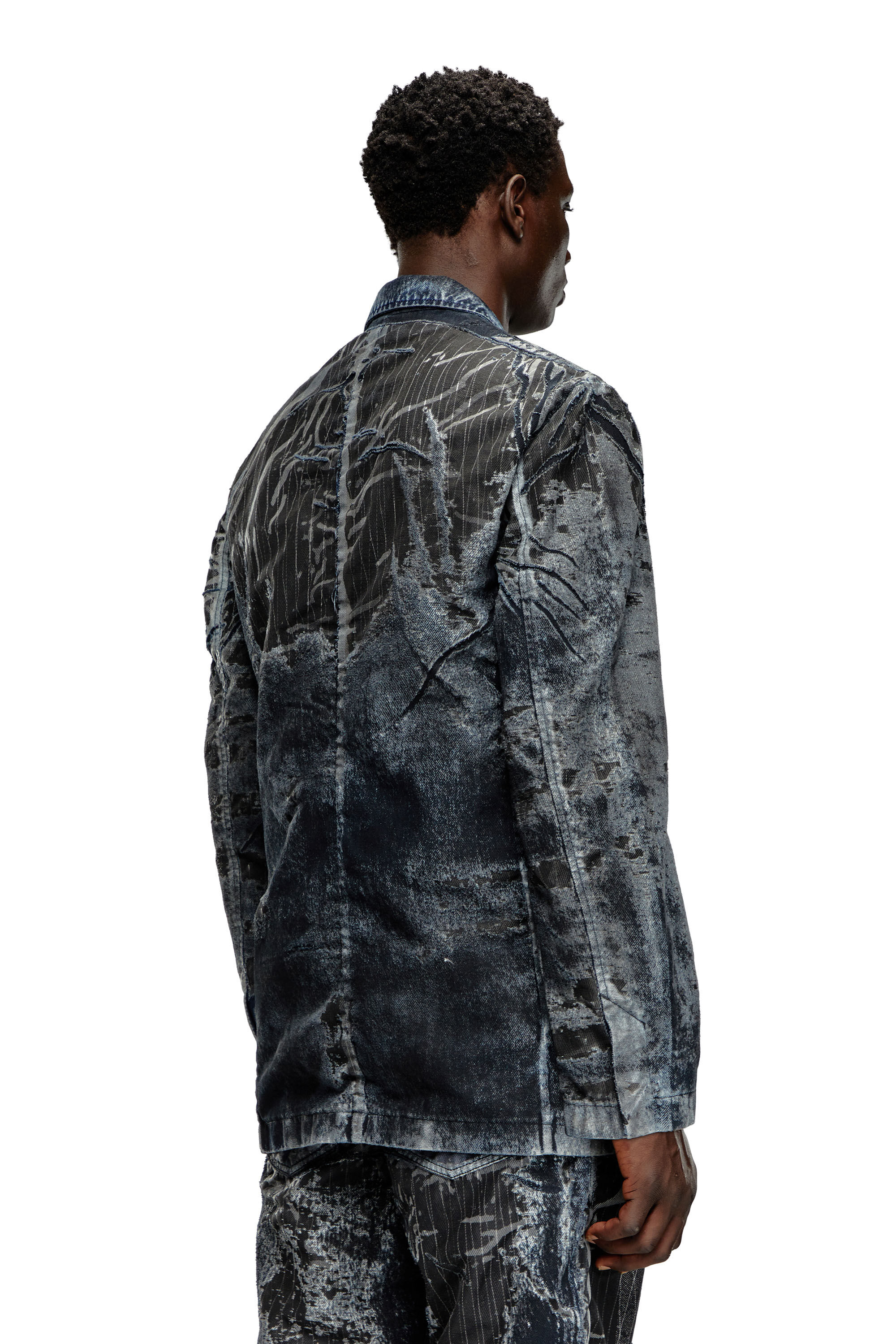 Blazer in pinstriped devoré Denim | D-BLA-DEV-FSE Diesel Denim Set