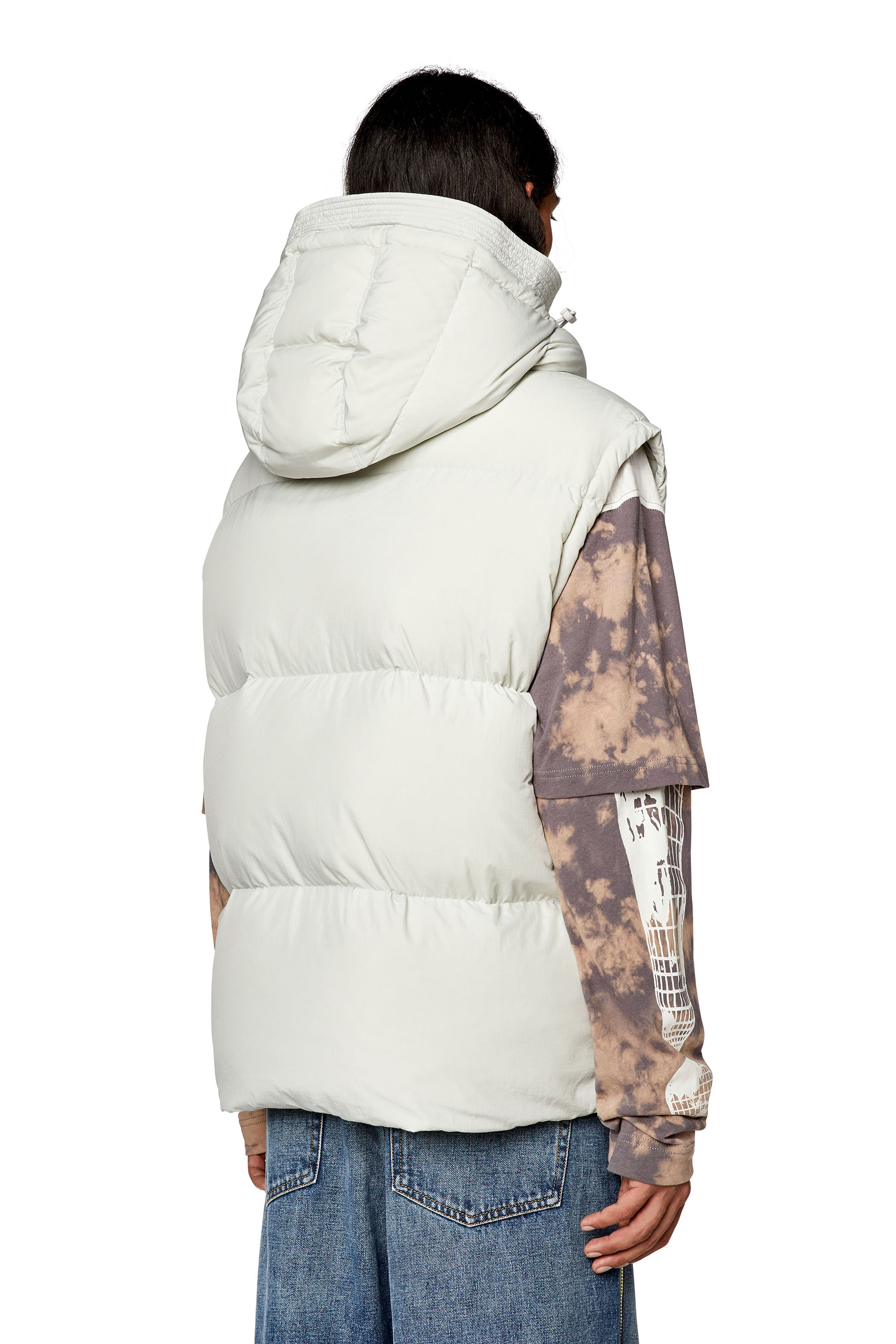 Diesel - W-ROLFYS-SL, Chaleco de plumón en taslan de nailon reciclado Hombre in Blanco - 4