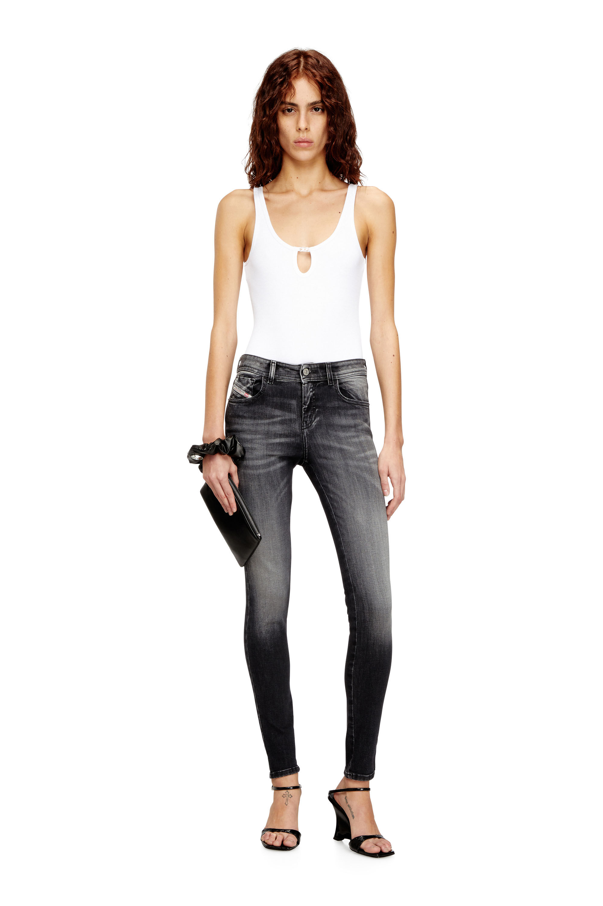 Women's Skinny Jeans | Black/Dark grey | Diesel 2017 Slandy