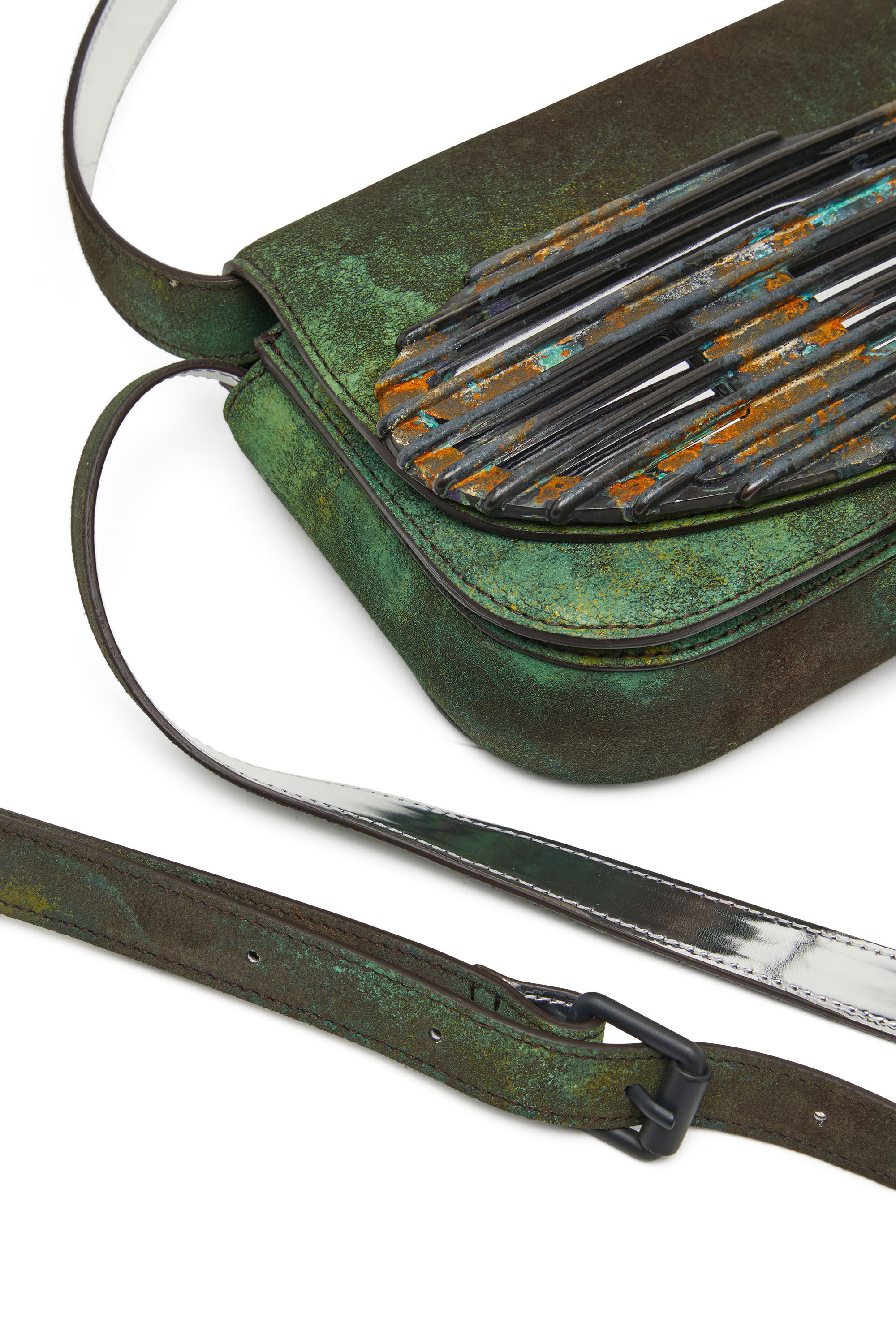 Diesel - 1DR, Female's 1DR-Iconic shoulder bag in oxidised leather in Dark Green - 5