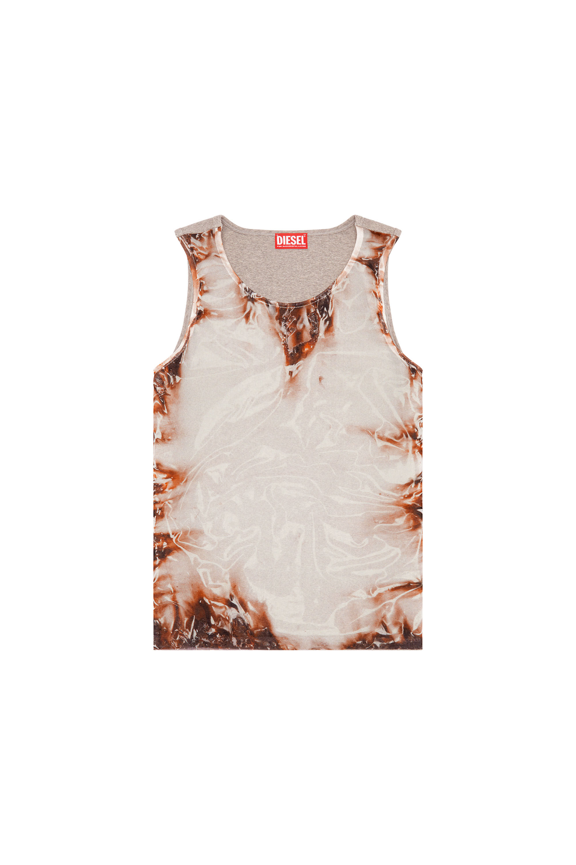 Diesel - T-LIFTY-BURN-ART, Male's Tulle tank with burning plastic print in Light Grey - 2