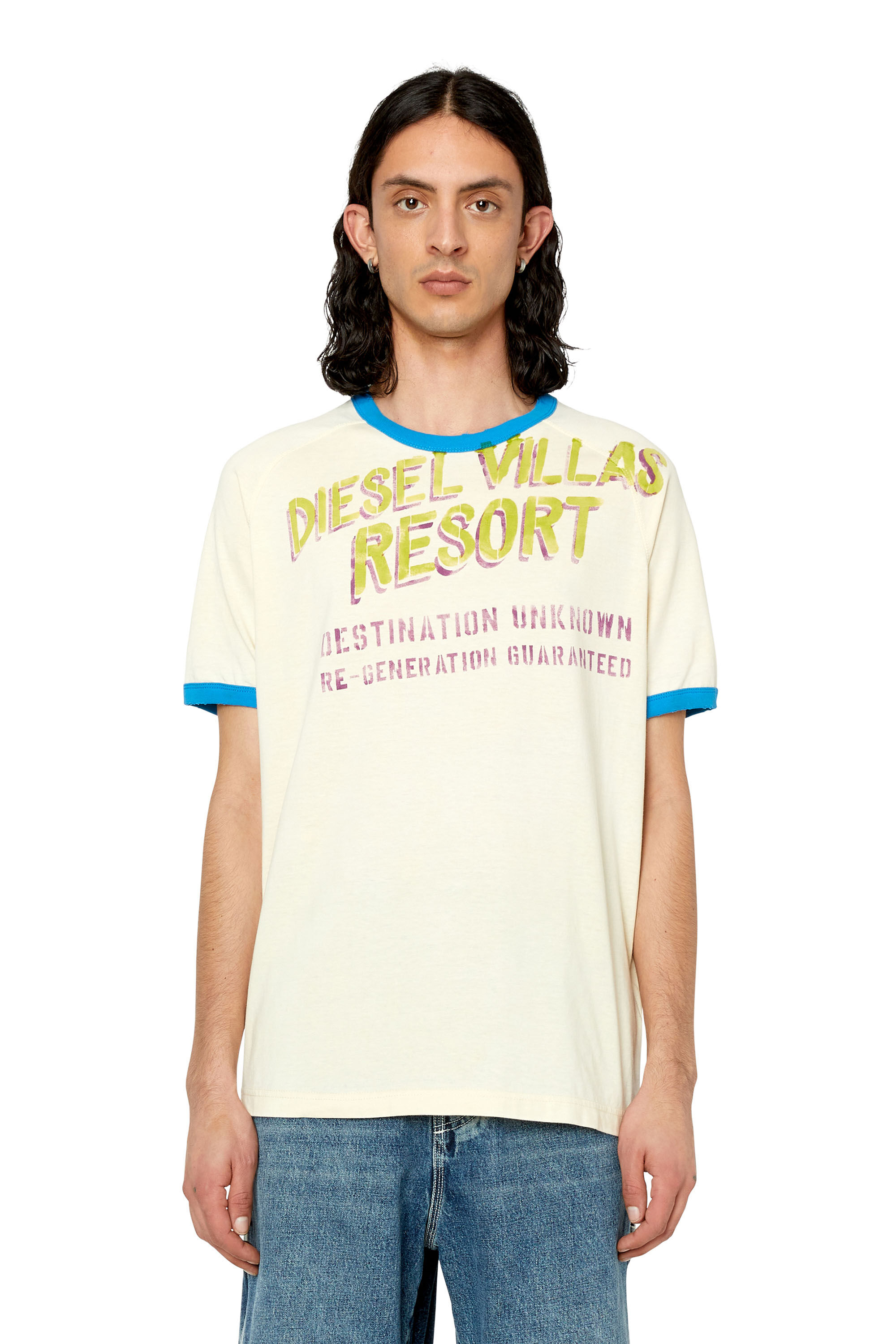 Diesel - T-DIELAN, T-shirt avec imprimé pochoir réalisé à la main Homme in Blanc - 3