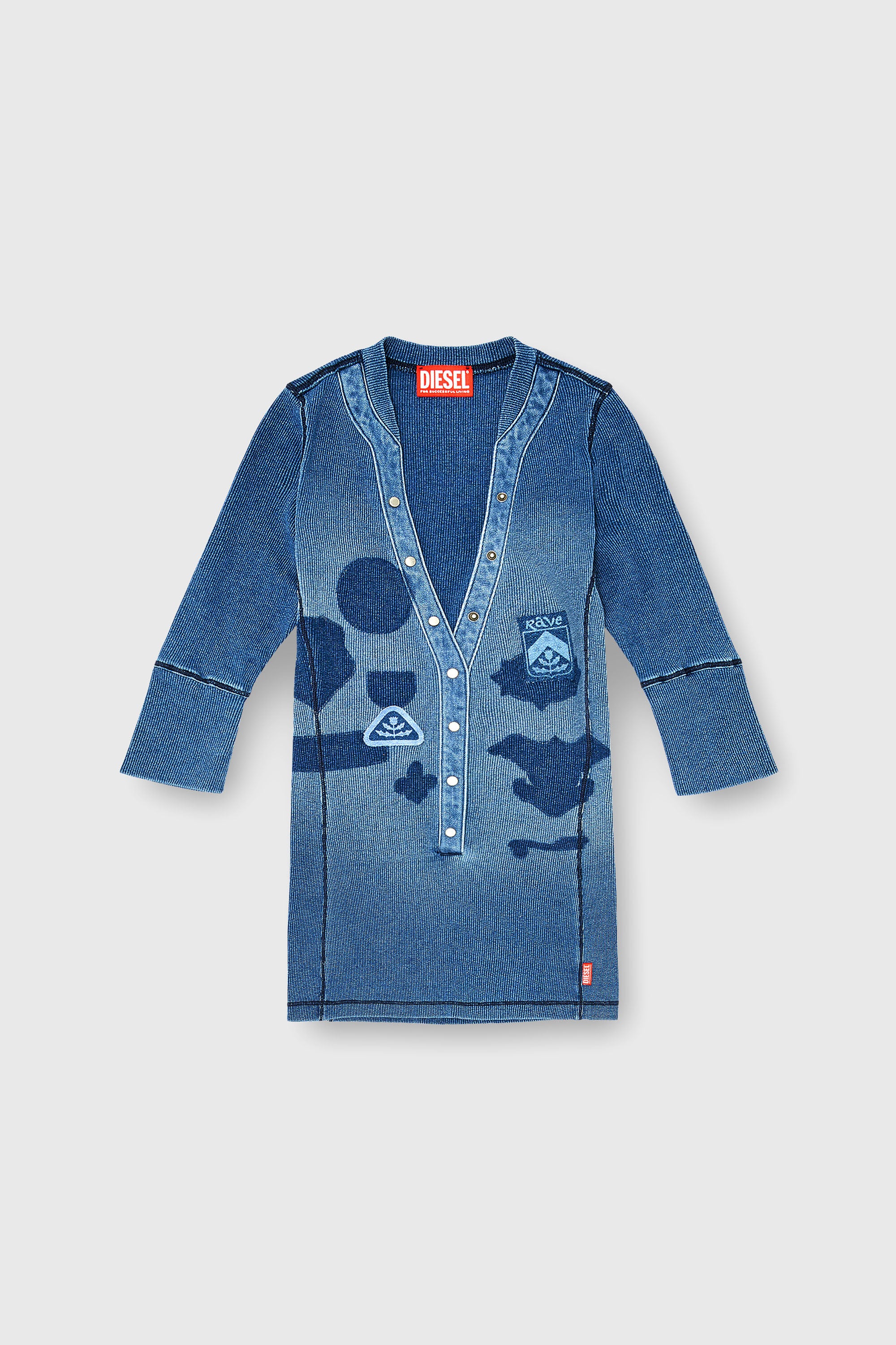 Diesel - T-EREME, Top henley con efecto shadow-patch Mujer in Azul marino - 2